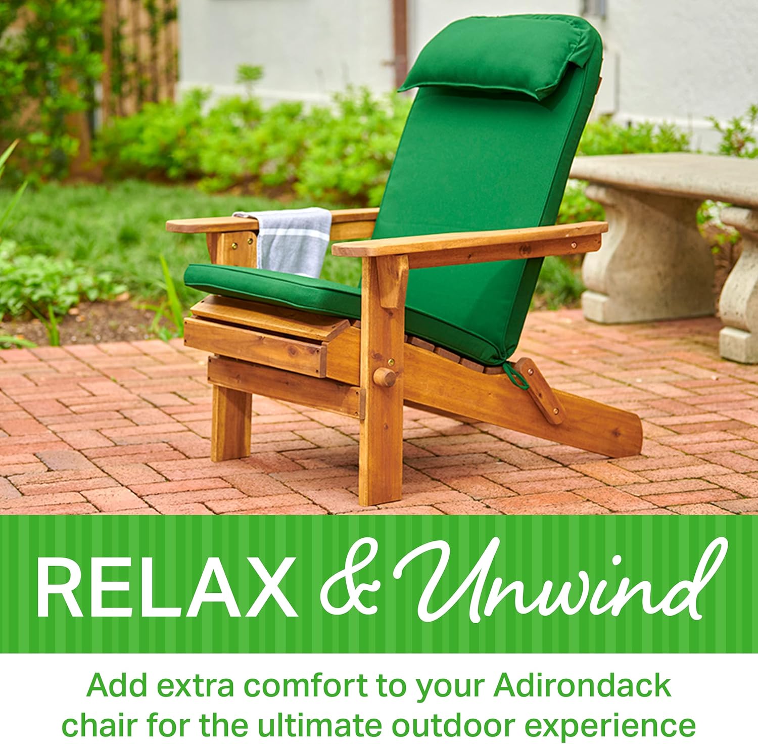Plant Theatre Adirondack – Cojín para silla de patio con respaldo alto para muebles de exterior, cojines de sillas de exterior para mecedoras,