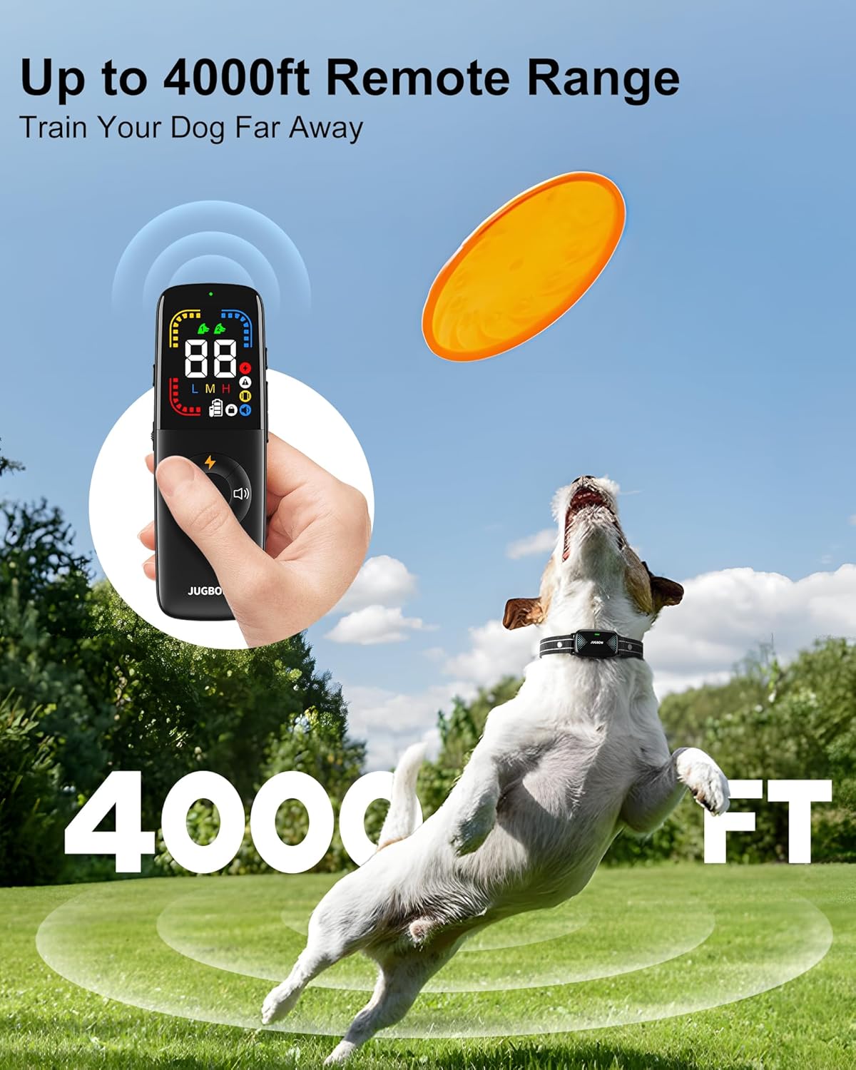 Collar de choque para perro, collar de entrenamiento para perros de 4000 pies con pantalla remota a color, collar eléctrico impermeable IPX7 con 4