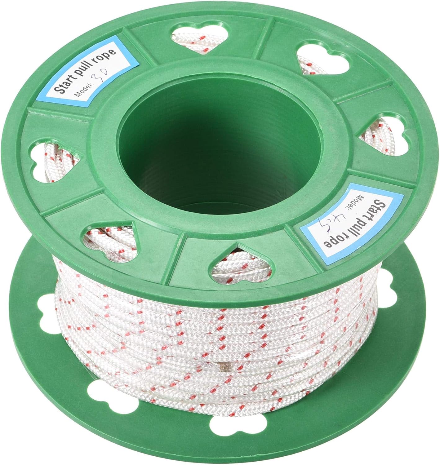 uxcell Cuerda de arranque de retroceso, 0.177 in, 316 pulgadas de diámetro, 98.4 ft, 98 pies, cable de tracción de poliéster, blanco y rojo para