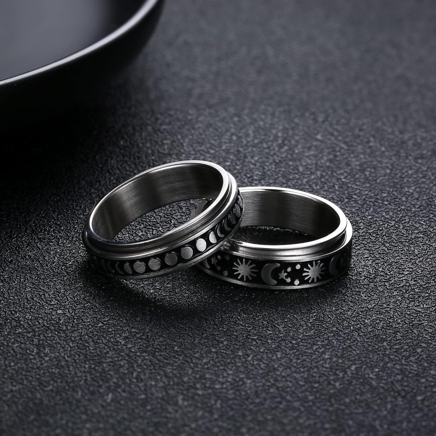 SAILIMUE 4689 piezas de anillos de ansiedad para mujeres y hombres, anillo giratorio de acero inoxidable para la ansiedad, cuentas de flores, sol,