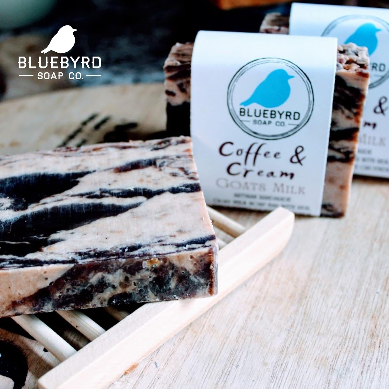 Bluebyrd – Jabón de café y crema exfoliante de leche de cabra  Barras de café orgánico natural  Jabones de barra de leche de cabra hechos a mano,