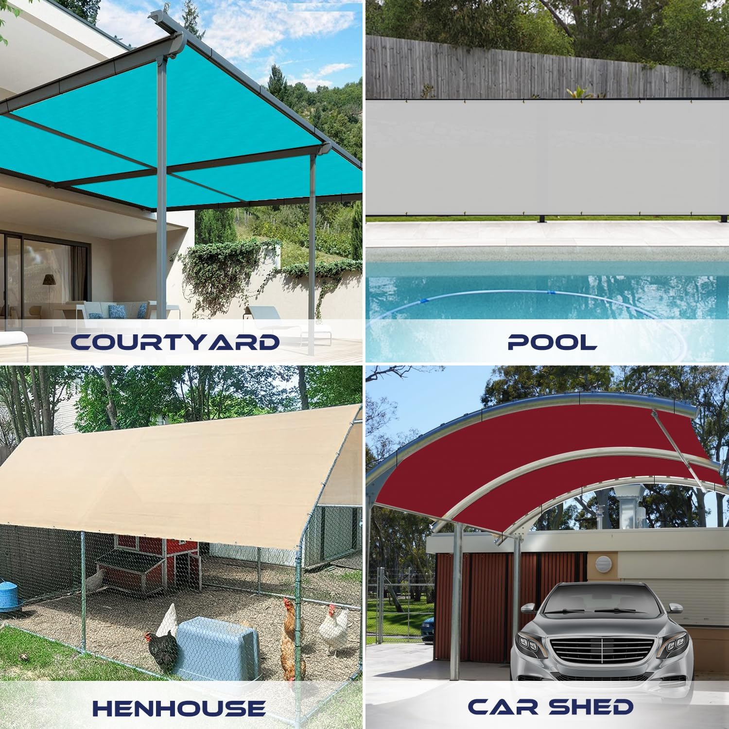 Windscreen4less Toldo impermeable de 10 x 25 pies, con borde recto, para exteriores, bloqueo UV, para césped, patio, jardín, terraza, pérgola (gris