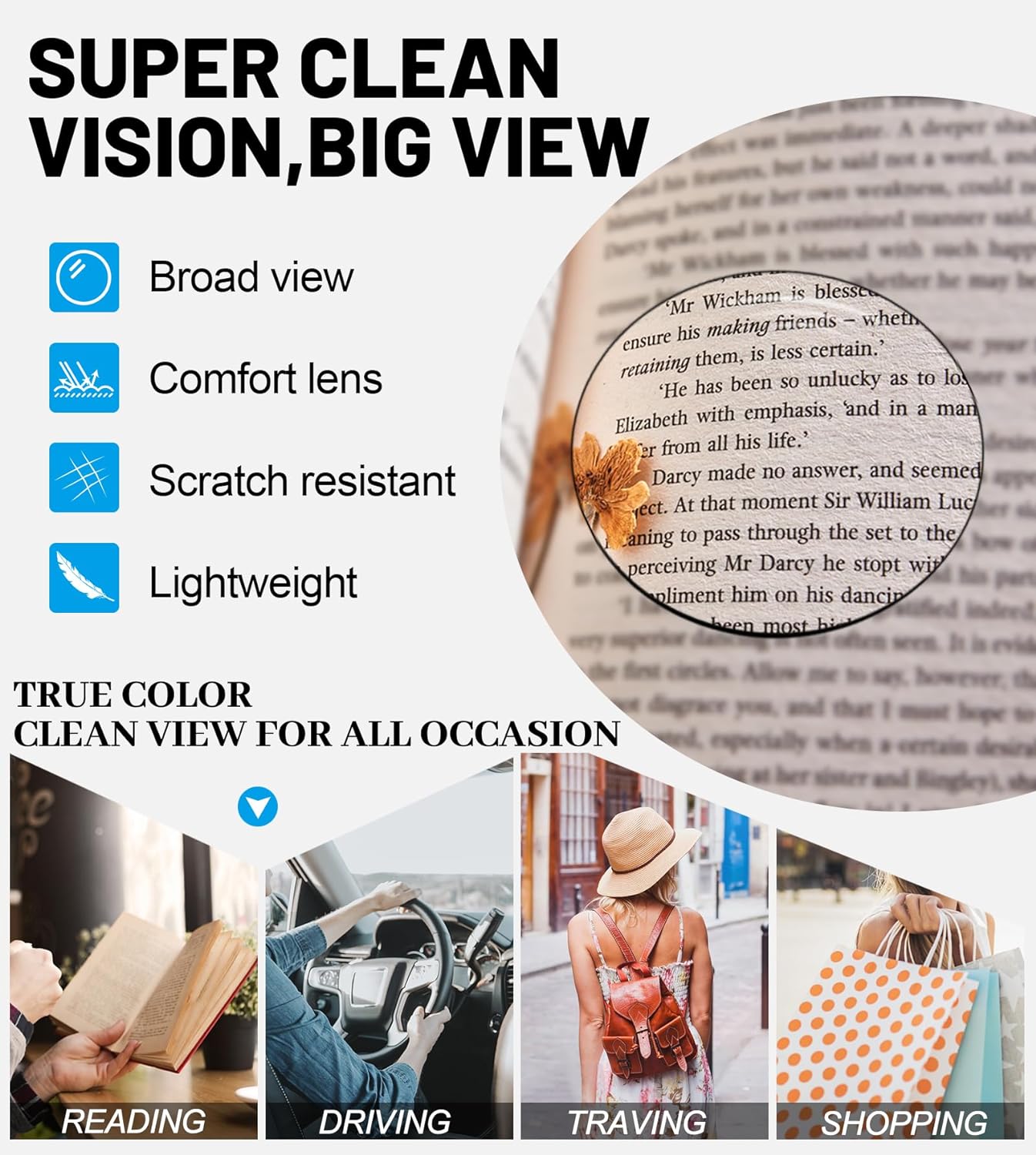 OCCI CHIARI Lentes de lectura grandes limpios para mujer, lectores nerd 2.5x(1.0 1.25 1.5 1.75 2.0 2.25 2.5 2.75 3.0 3.5 4.0 5.0 6.0)