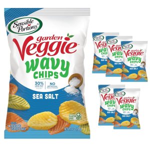 Sensible Portions Chips ondulados vegetarianos, sabor a sal marina, chips sin gluten, bolsa de 7 onzas, paquete de 6 Sensible Portions Chips ondulados vegetarianos, sabor a sal marina, chips sin gluten, bolsa de 7 onzas, paquete de 6