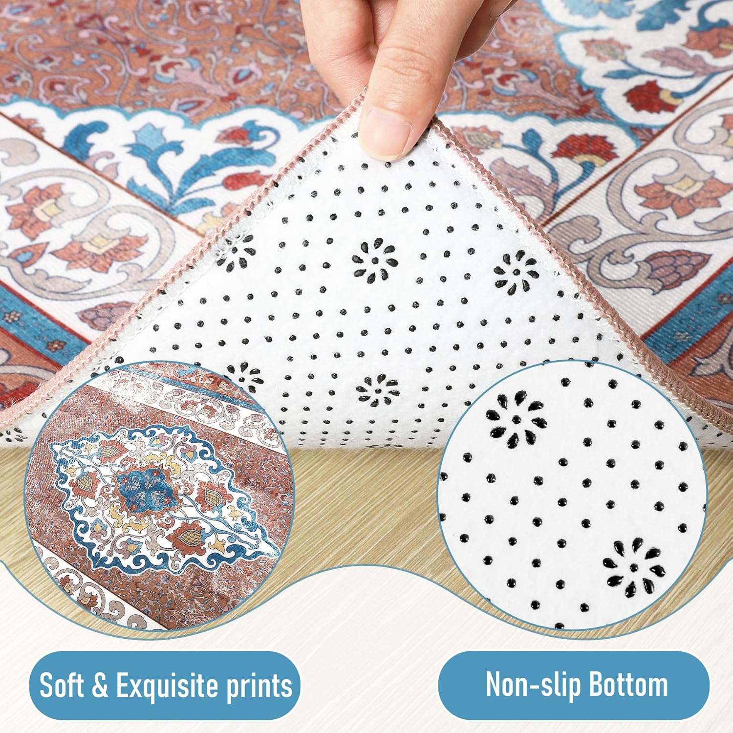Chicrug Alfombras de área de 6 x 9 pies para sala de estar, alfombras rojas de espuma viscoelástica para dormitorio, estampado de medallón floral