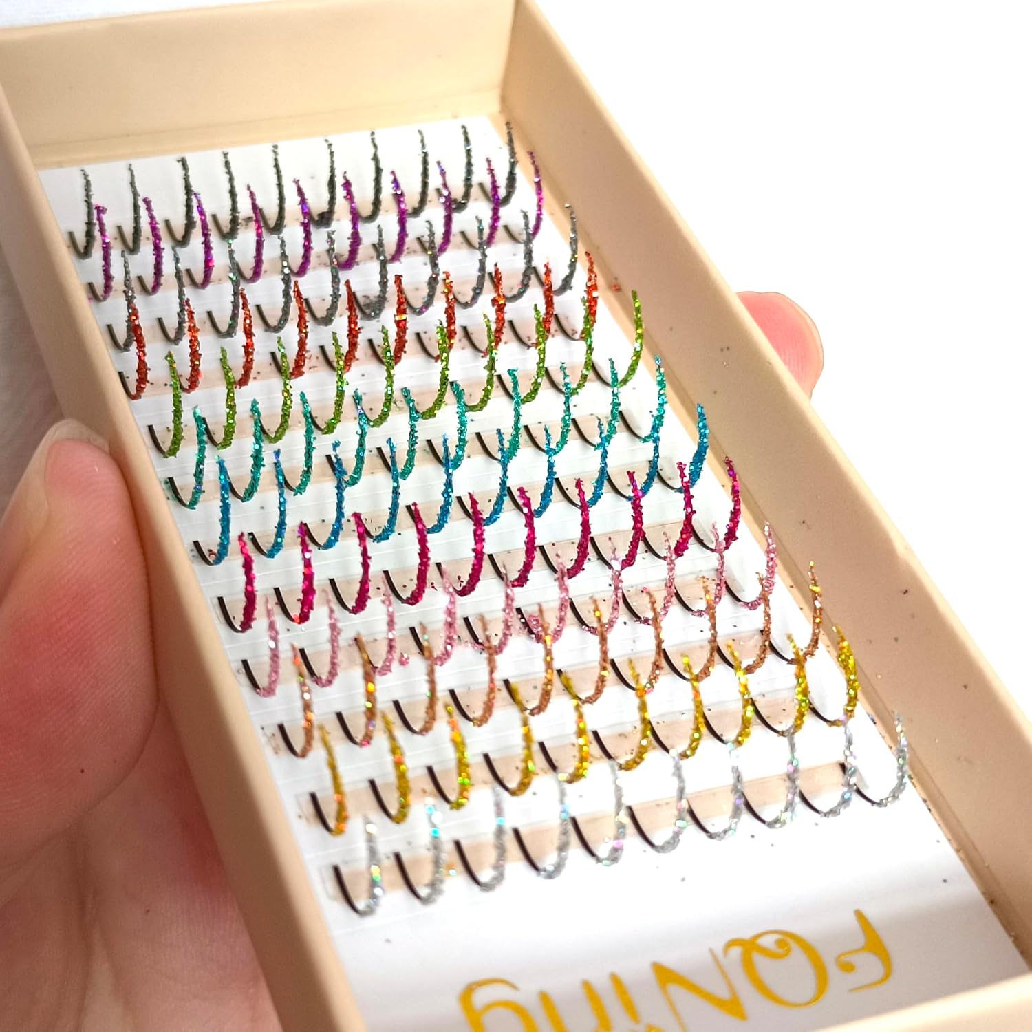 Extensiones de pestañas con purpurina láser, 12 colores, mezcla de puntas, suministros profesionales de 0.59 pulgadas, 0.20 D (mezcla de 12 colores)