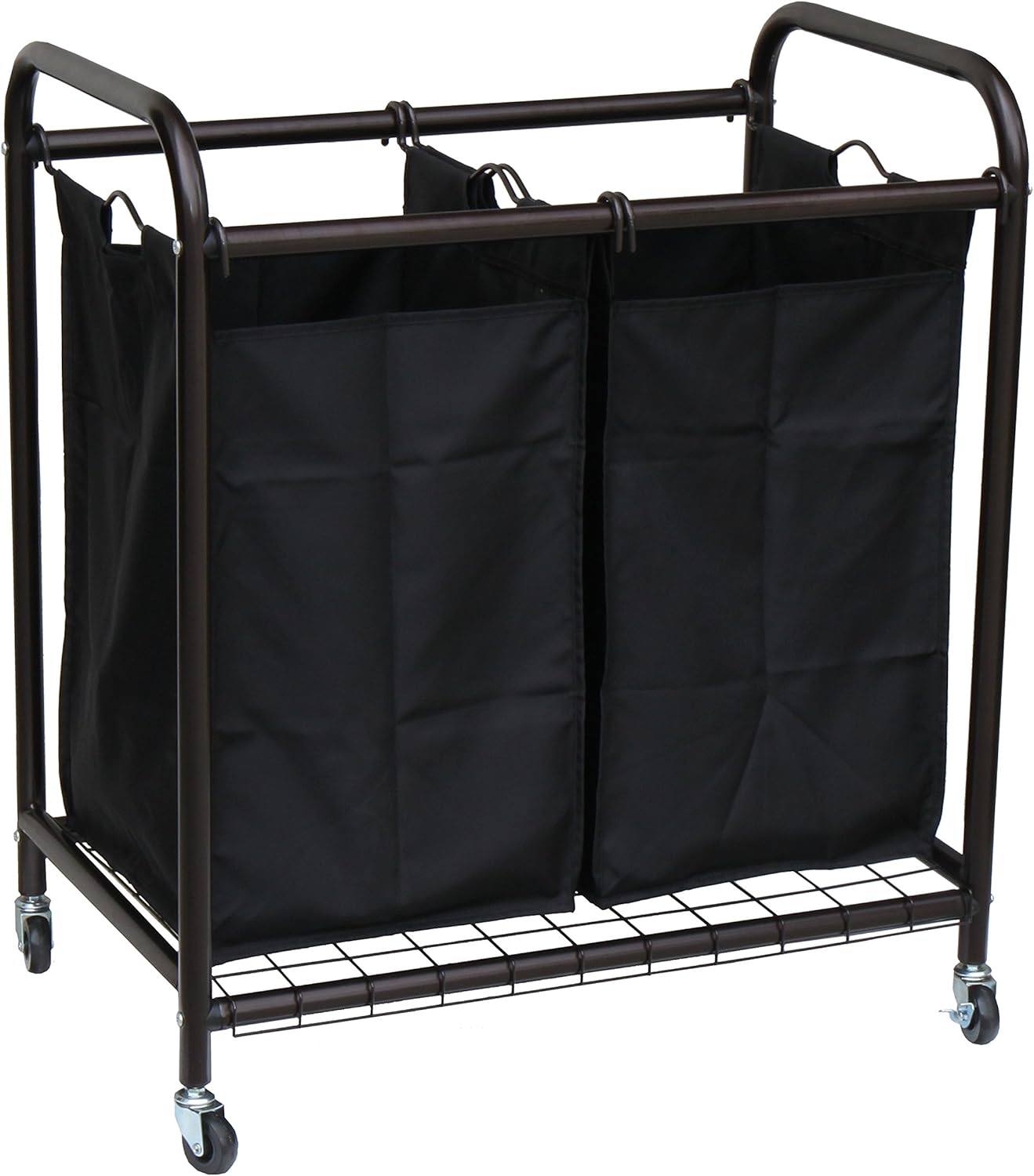 Oceanstar Clasificador de ropa rodante de 2 bolsas, bronce