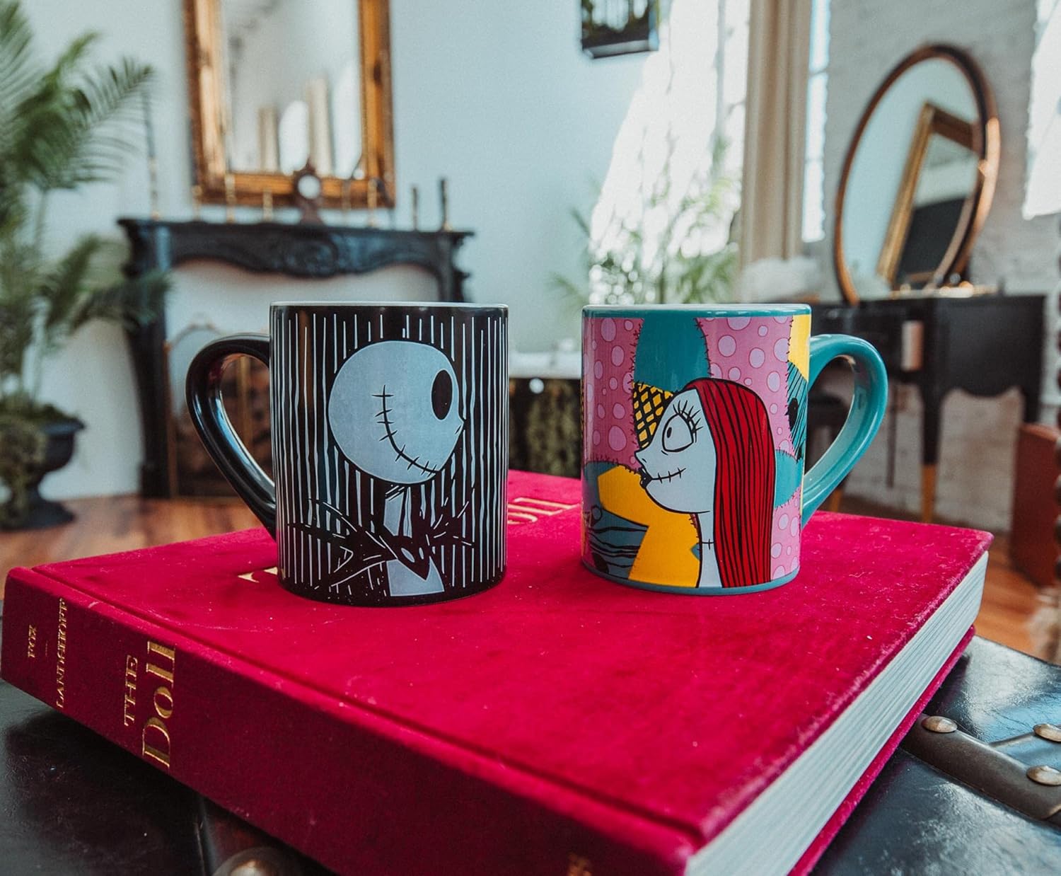 Disney Nightmare Before Christmas Jack and Sally Meant To Be – Juego de tazas de cerámica