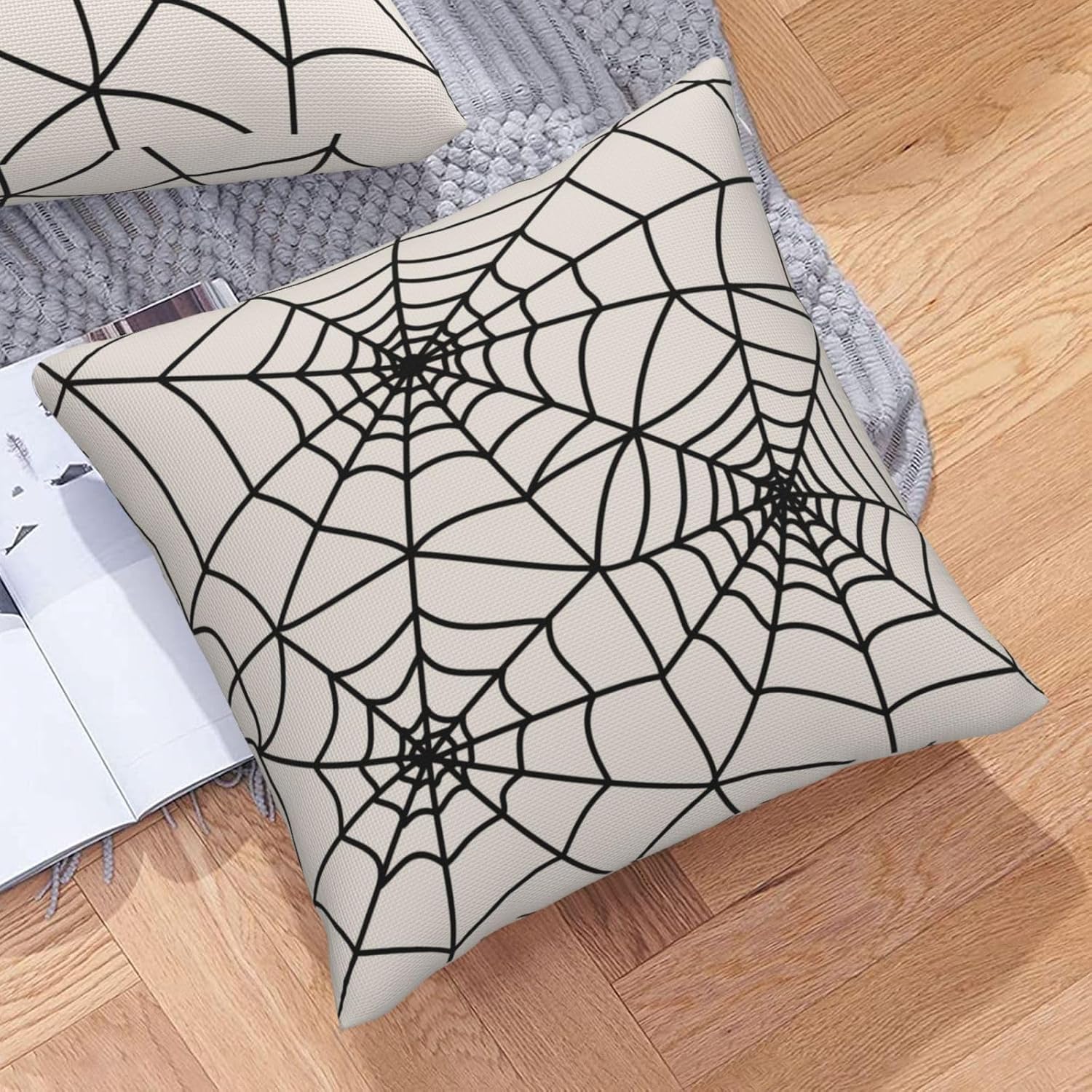 Juego de 2 fundas de almohada de Halloween de 20 x 20 pulgadas, fundas cuadradas de lino decorativas de lino para el hogar, la cama o el sofá