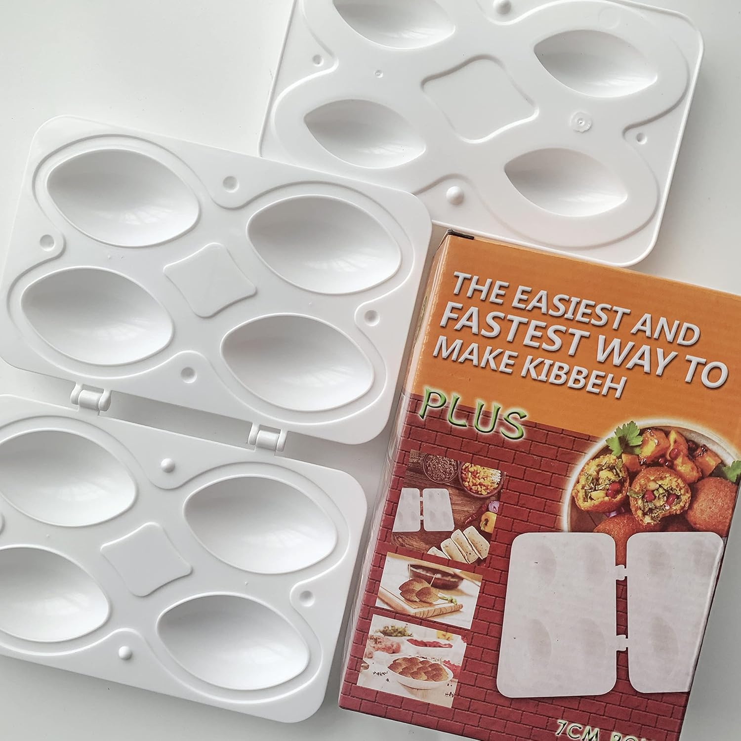 Kibbeh – Molde para hacer rollos de albóndigas, herramienta de prensa manual para hacer pastel de carne, 4 rejillas de 2.8 in, tamaño grande, hecha