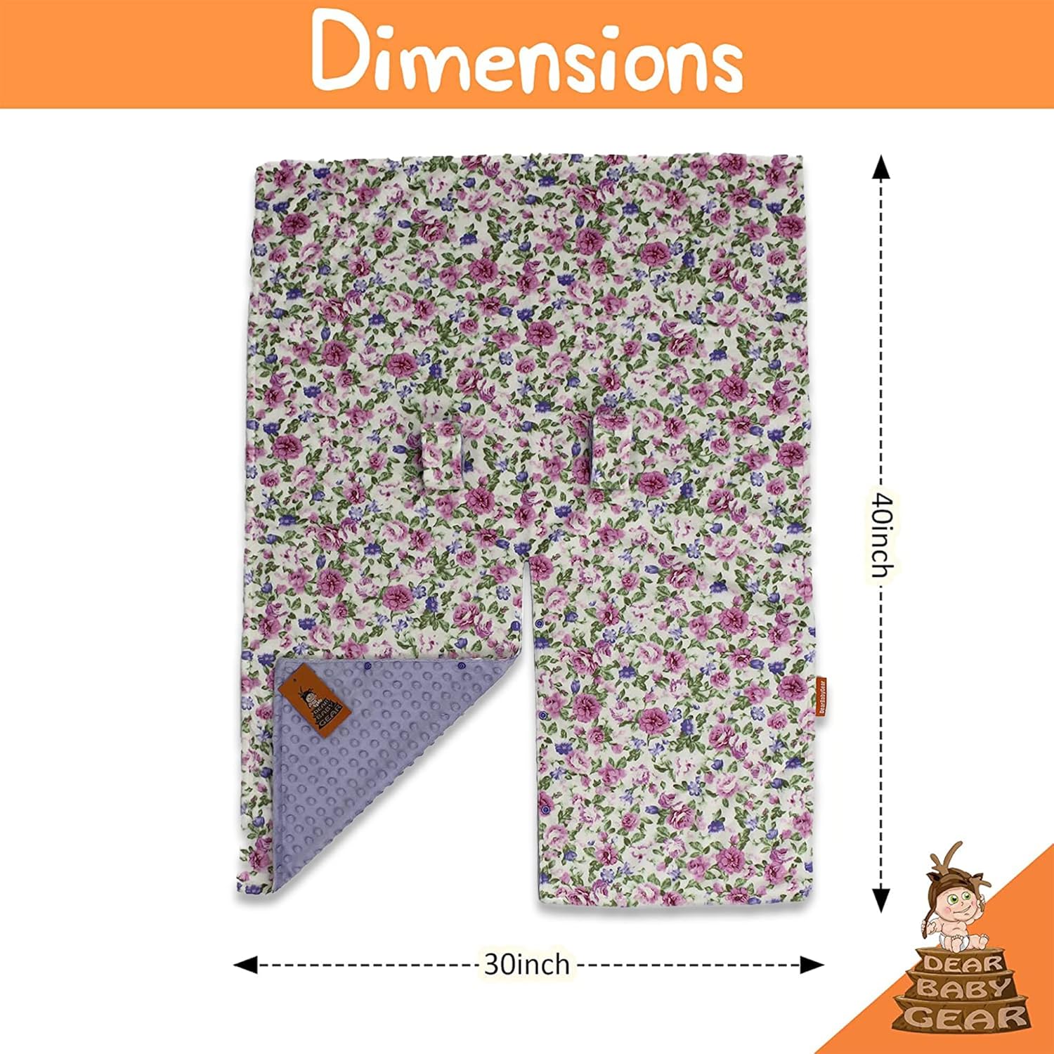 Dear Baby Gear Toldo floral para asiento de automóvil para bebé con apertura de botón a presión, funda de asiento de automóvil para recién nacidos y