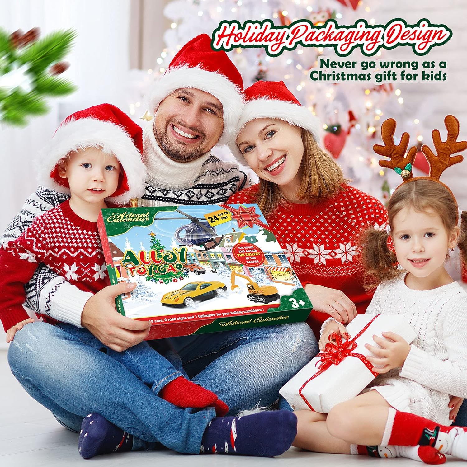 Calendario de Adviento de Navidad 2022 para niños vehículos de aleación y juegos de helicópteros de juguete más 2 alfombrillas de juego, regalo