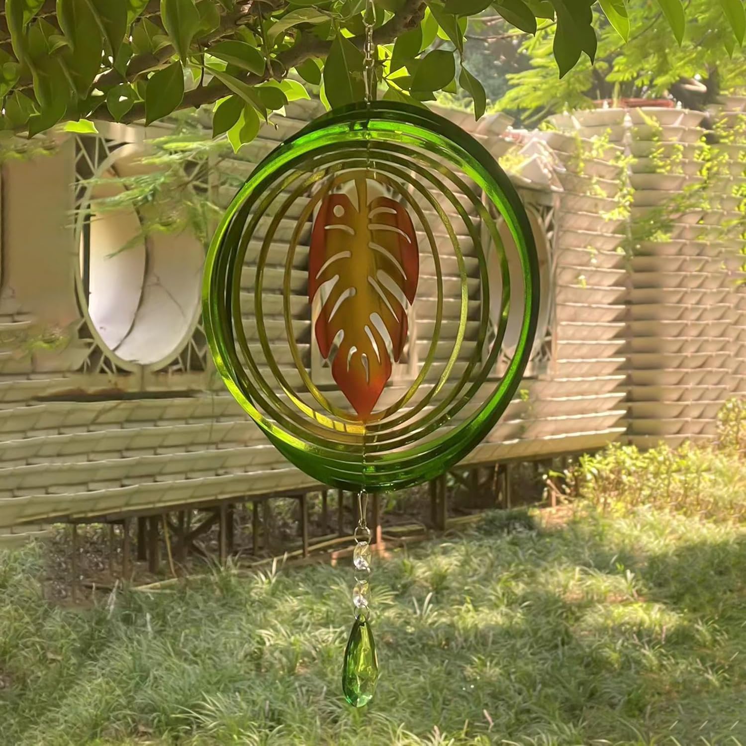 Molinillos de viento de hoja de acero inoxidable 3D para patio, decoración de jardín, esculturas de metal, esculturas de metal Monstera Kinetic Wind