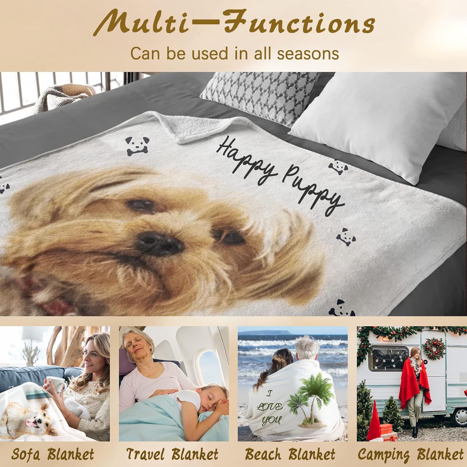 Manta personalizada con fotos, texto, manta de cama personalizada con imagen, manta de franela personalizada para madres, padres, amantes, Navidad,