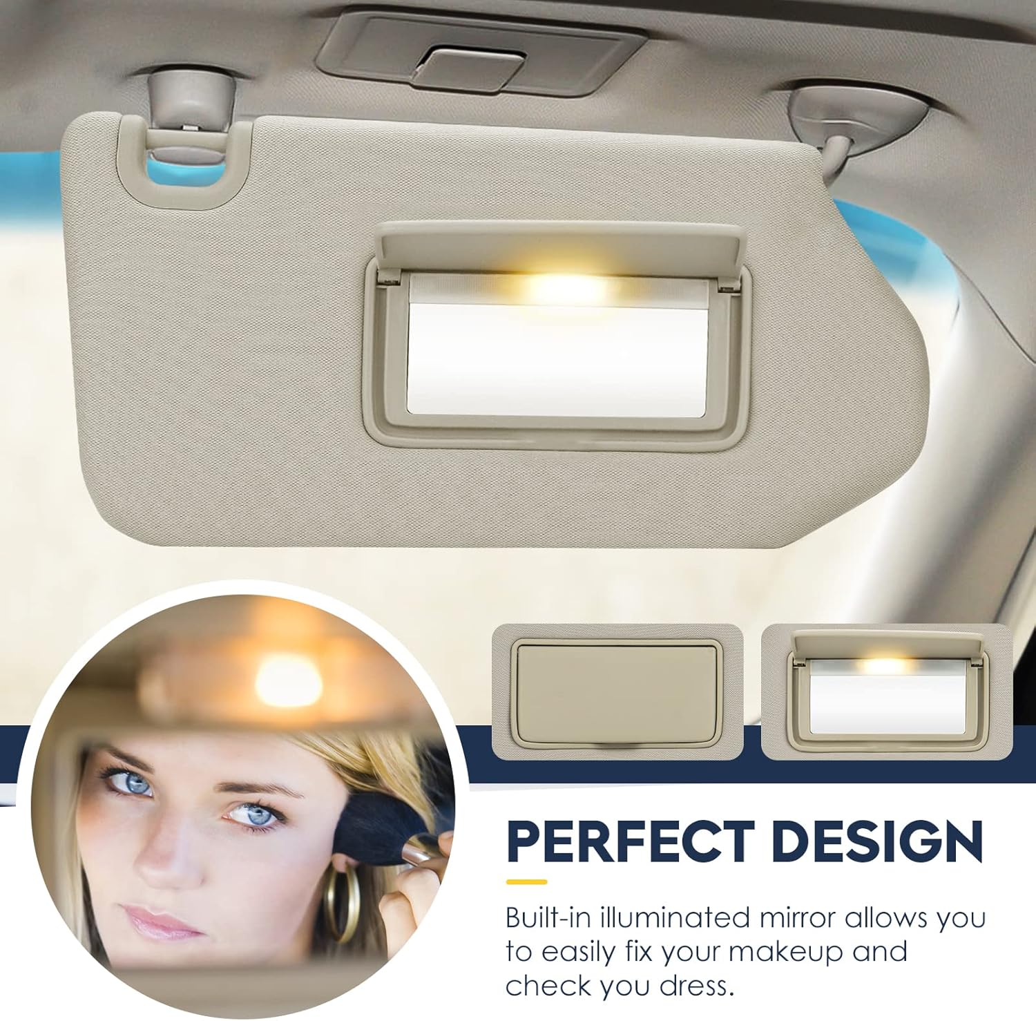 Visera solar del lado del pasajero derecho con ajuste ligero para Nissan Pathfinder 2013-2018, para Infiniti QX60 2014-2017, JX35 2013, reemplaza