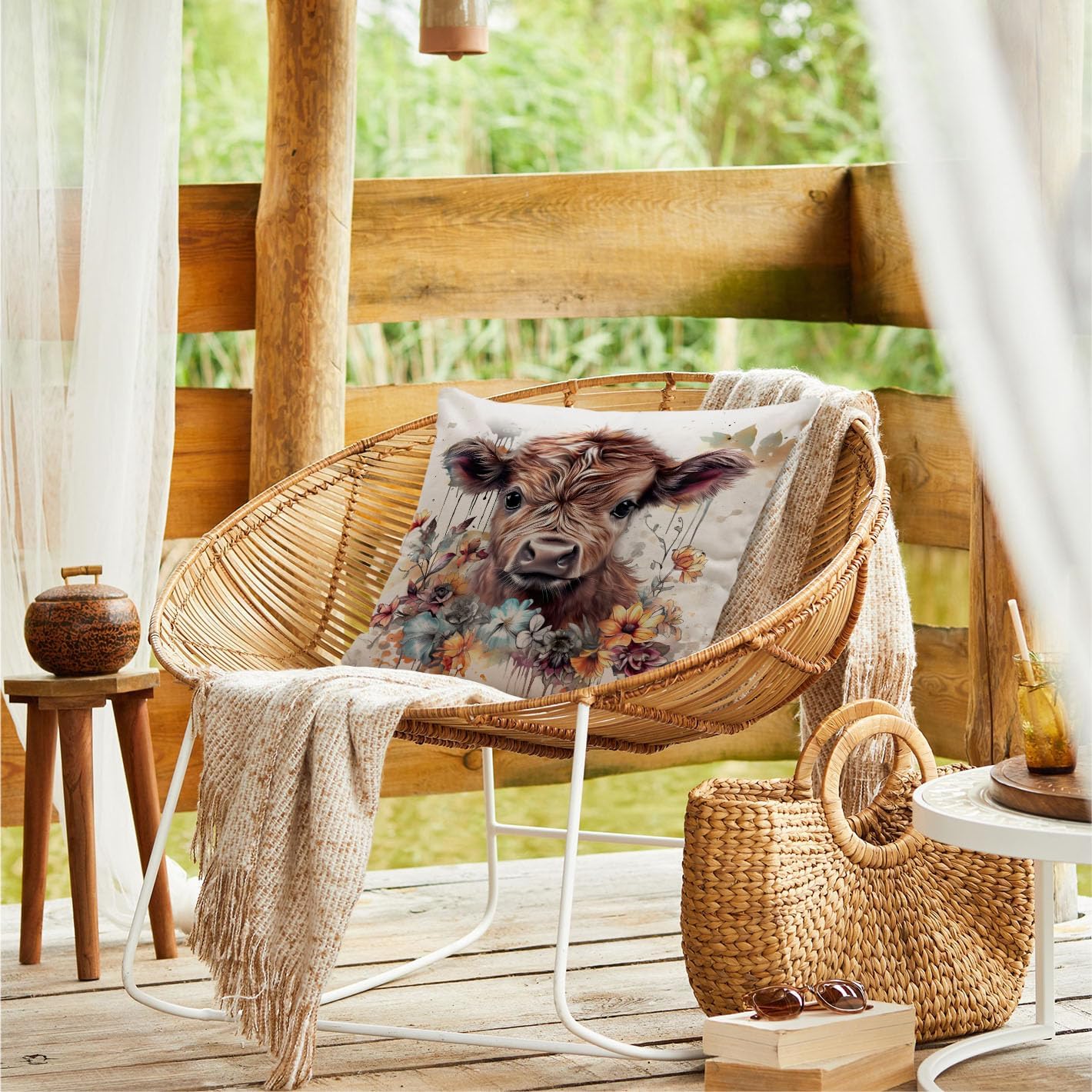 Fundas de almohada de vaca de las tierras altas de 18 x 18 pulgadas, decoración de vaca de las tierras altas, almohada de vaca, decoración de