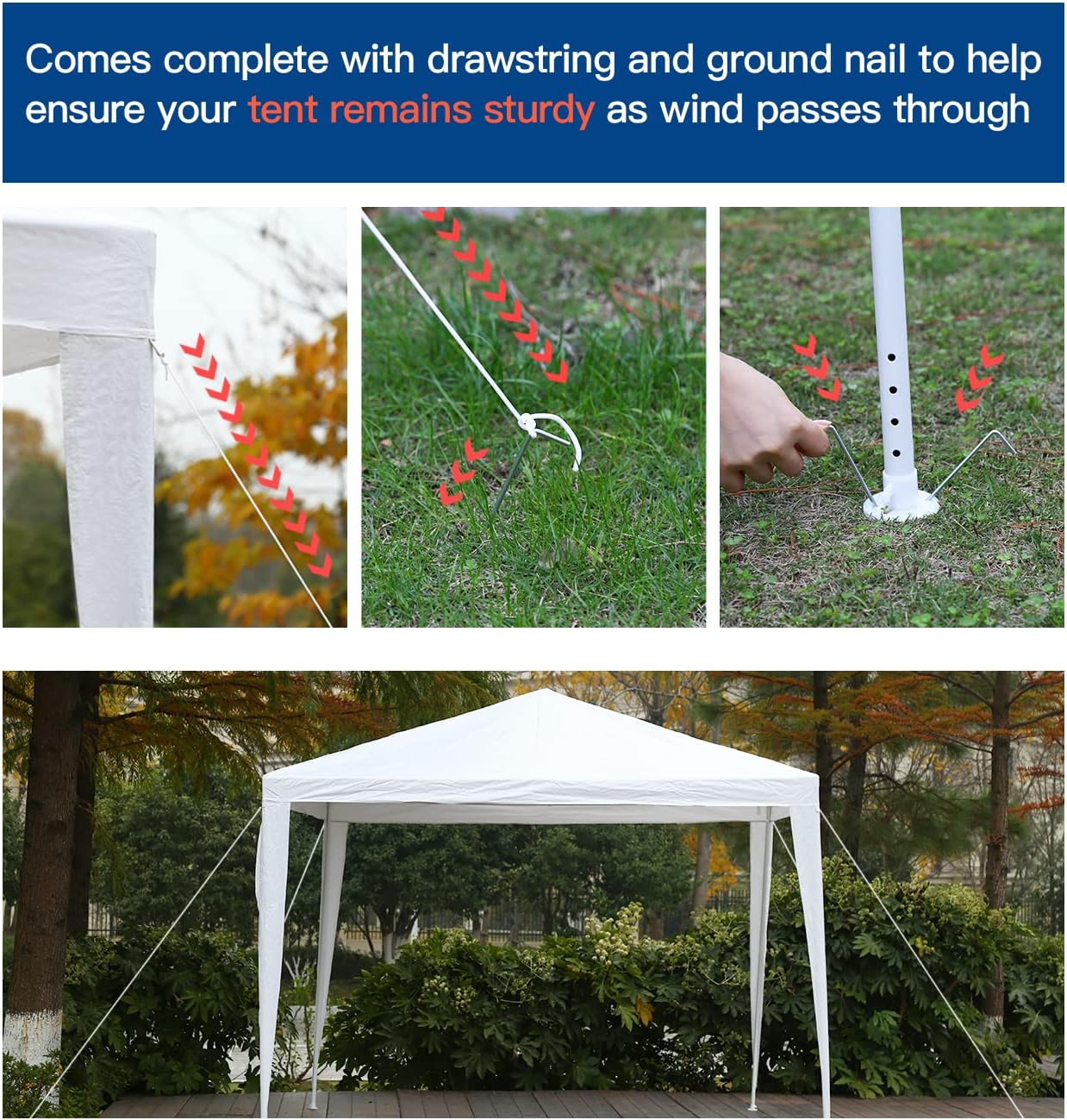 Toldo impermeable para exteriores, 10 x 10 pies, carpa para fiesta, boda, carpa para bodas, color blanco