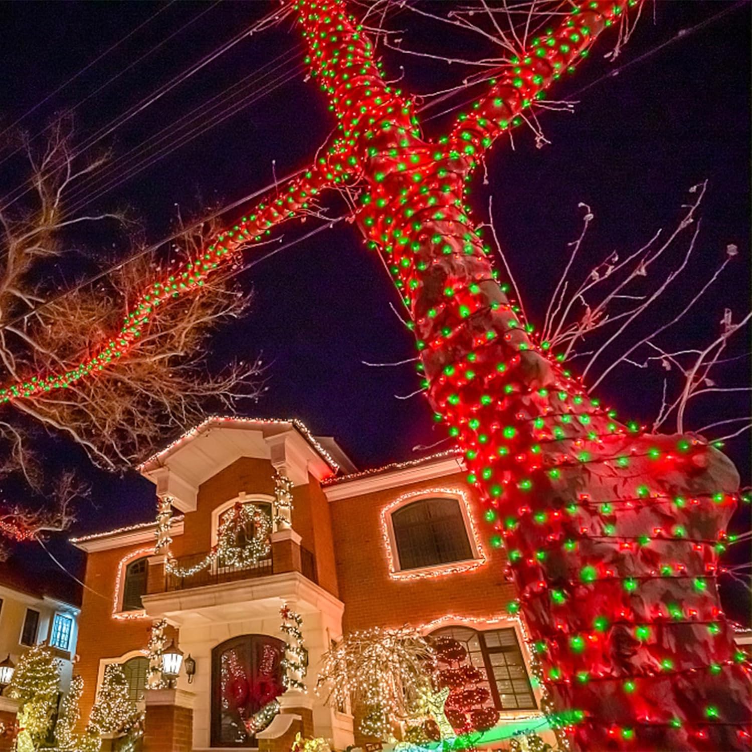 LJLNION 1000 luces LED de Navidad, extralarga de 328 pies de alambre verde de Navidad para enchufar al aire libre, control remoto y 8 modos de