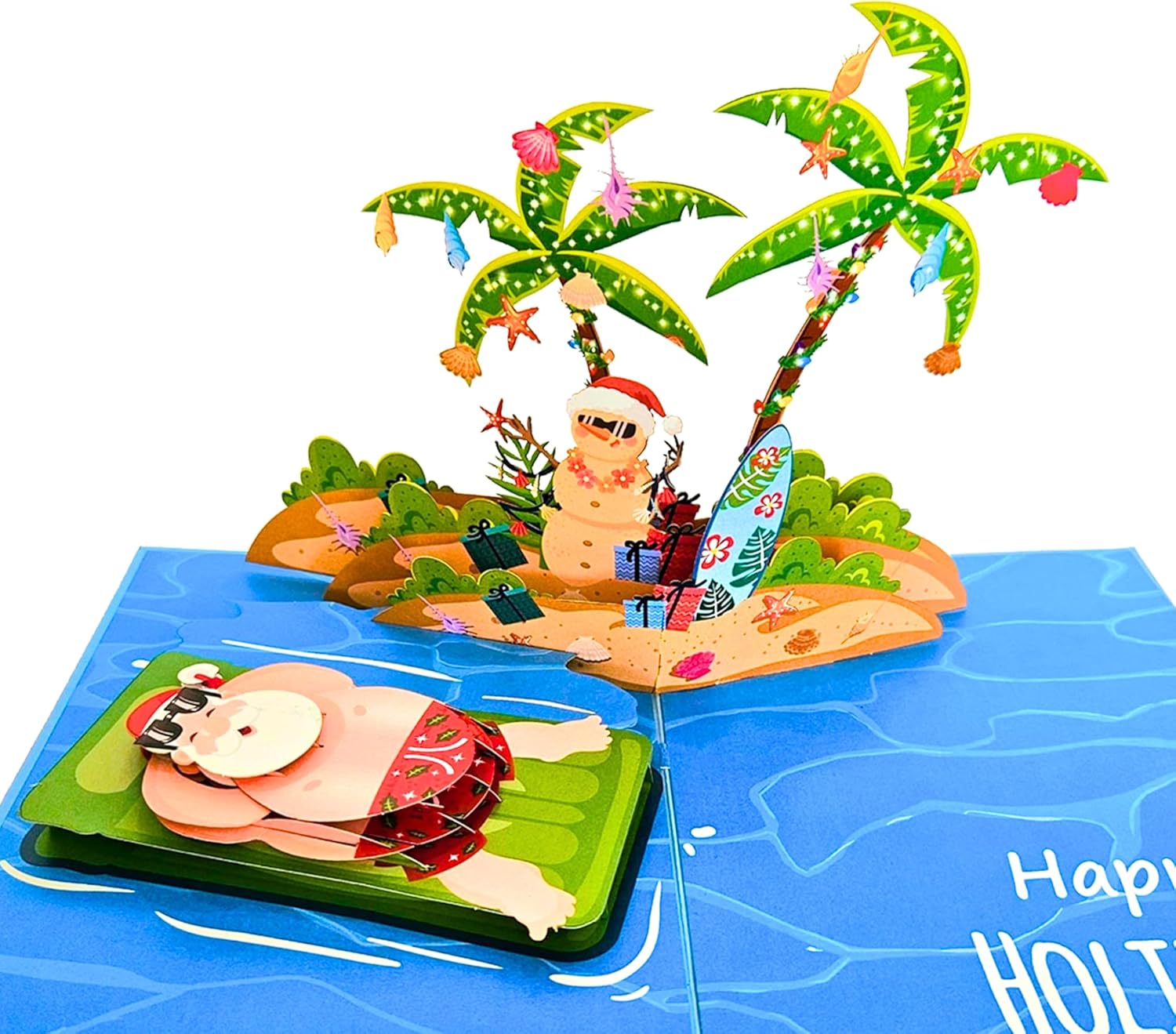 By 22CRAFT – Tarjetas de Navidad desplegables, divertidas tarjetas de Navidad 3D de Papá Noel, tarjeta de felicitación de Navidad de 6 x 8 pulgadas