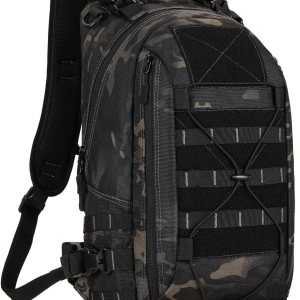 HUNTVP Mochila militar MOLLE para caza, mochila táctica Backpck Assault Pack se puede fijar con el chaleco y el cinturón, Camo Negro, Mochilas de HUNTVP Mochila militar MOLLE para caza, mochila táctica Backpck Assault Pack se puede fijar con el chaleco y el cinturón, Camo Negro, Mochilas de
