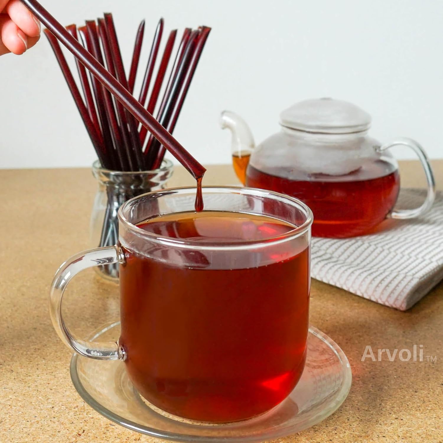 Arvoli Honey – Pajitas de miel cruda con infusión de saúco, paquete de 50 unidades, 50 palitos de miel infusión de sabor natural, no artificial, sin