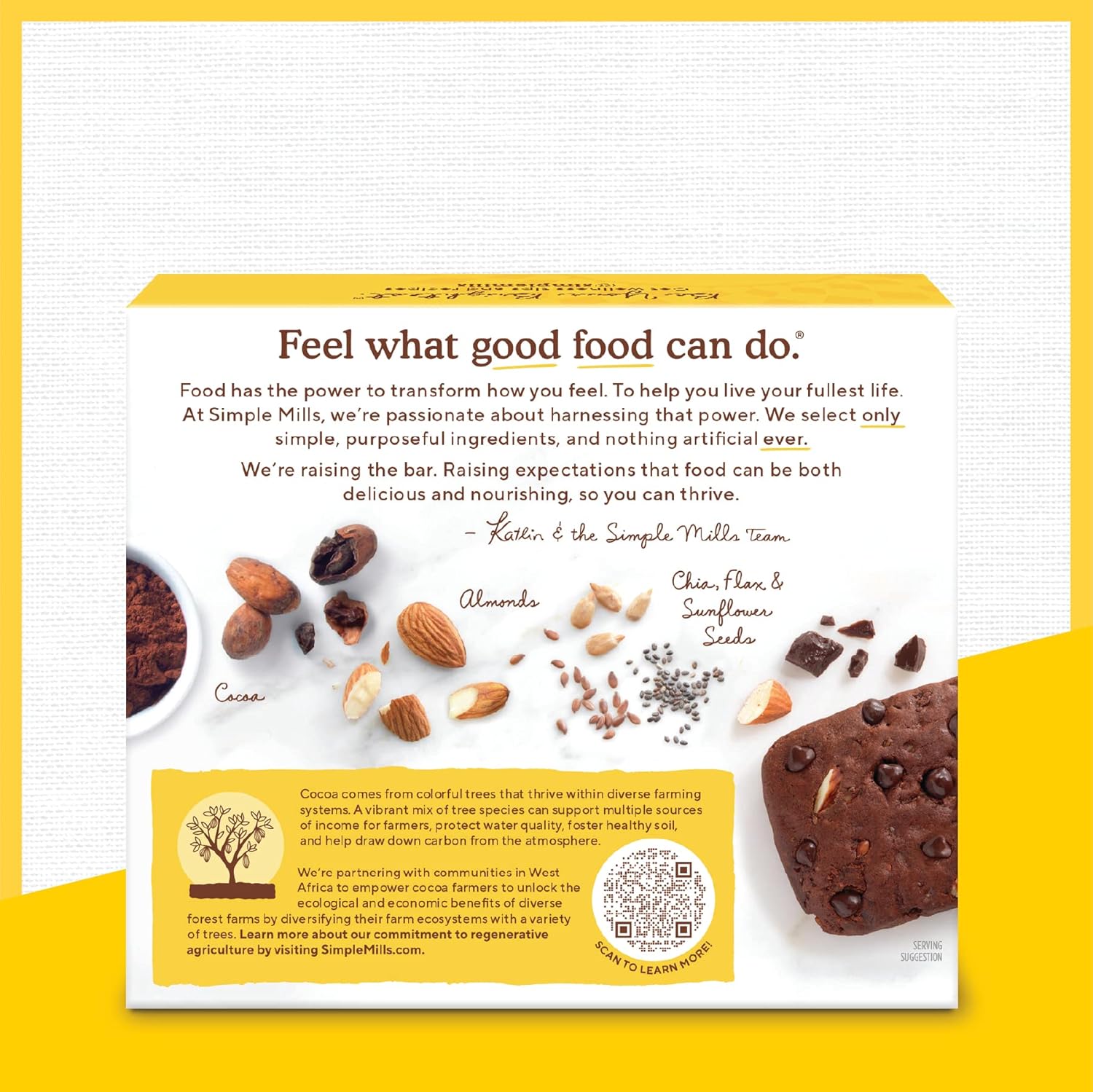 Simple Mills Barritas de harina de almendras, chocolate y brownie-sin gluten, hechas con aceite de coco orgánico, barras de desayuno, aperitivos