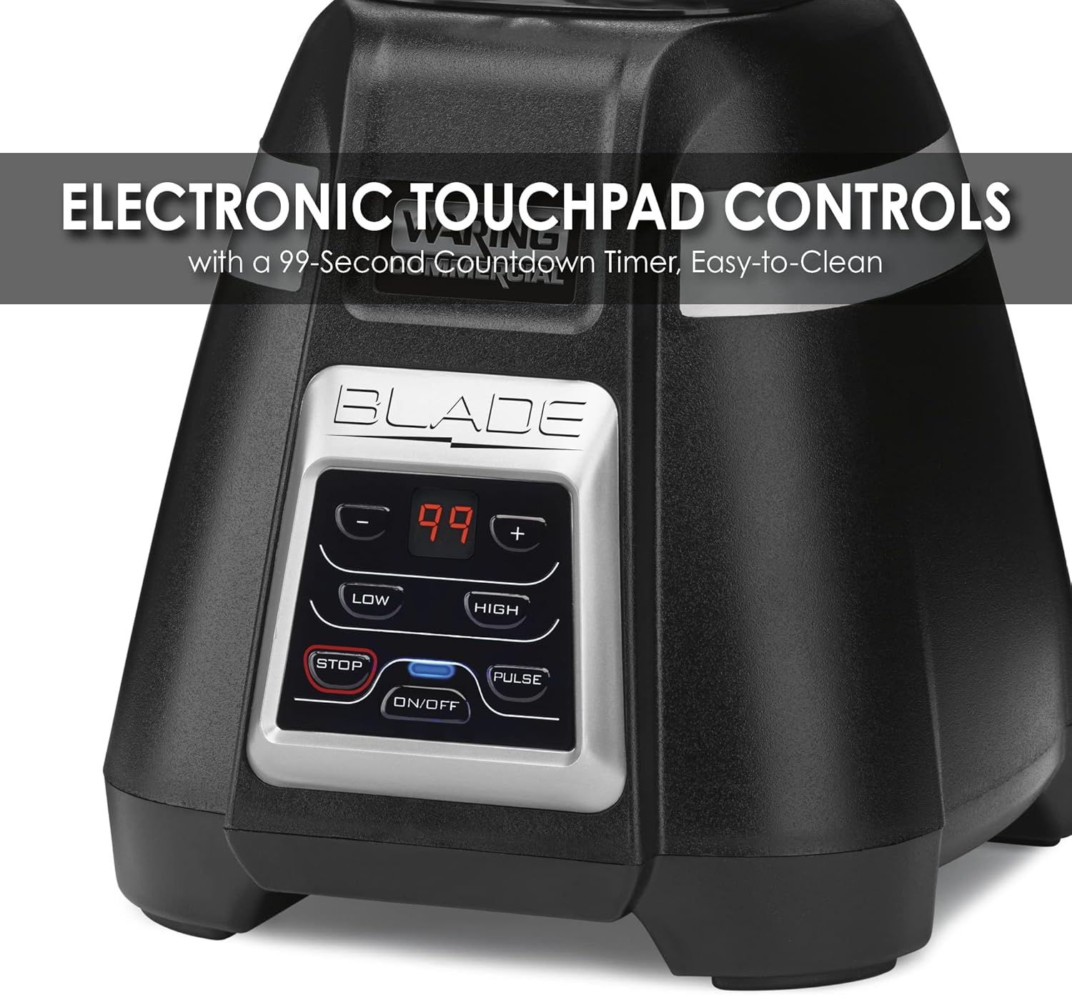 Waring Licuadora comercial BB340 Blade 1 HP, teclado de 2 velocidades con pulso y temporizador de cuenta regresiva de 99 segundos, contenedor de