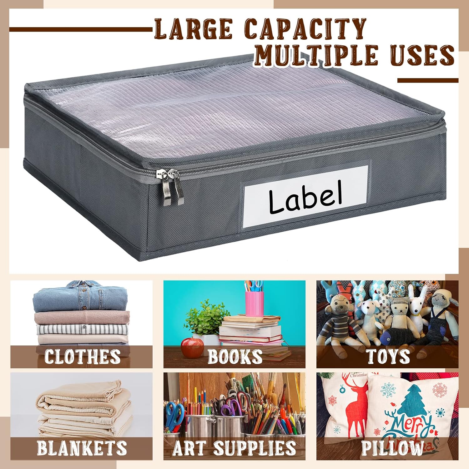 Panelee 6 bolsas de almacenamiento de suéter de 14 x 12 x 3 pulgadas, organizador de suéter con cremallera de fácil deslizamiento, organizador de