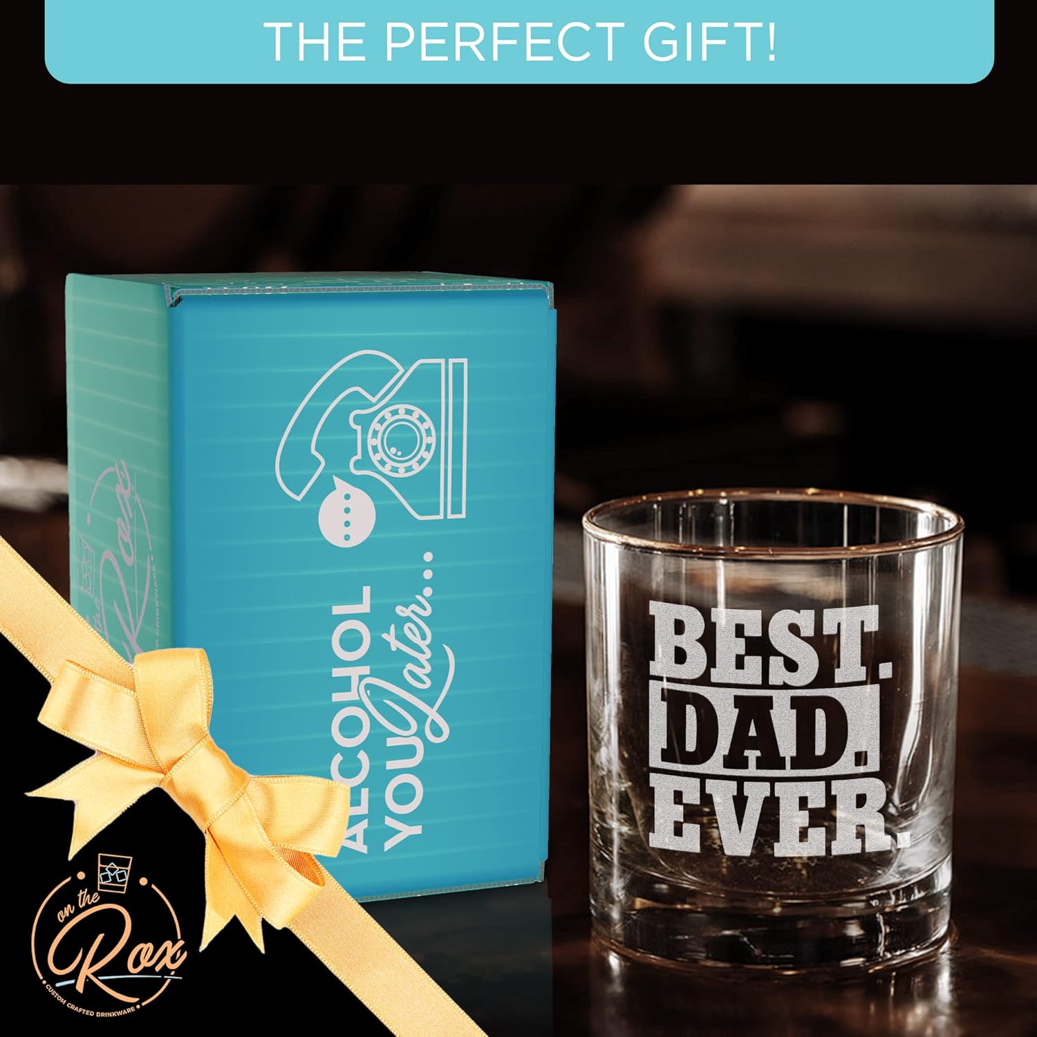 Regalos de whisky para papá, vaso de whisky grabado “Best Dad Ever” de 11 onzas, regalo del día del padre, regalos de cumpleaños para papá de hija,