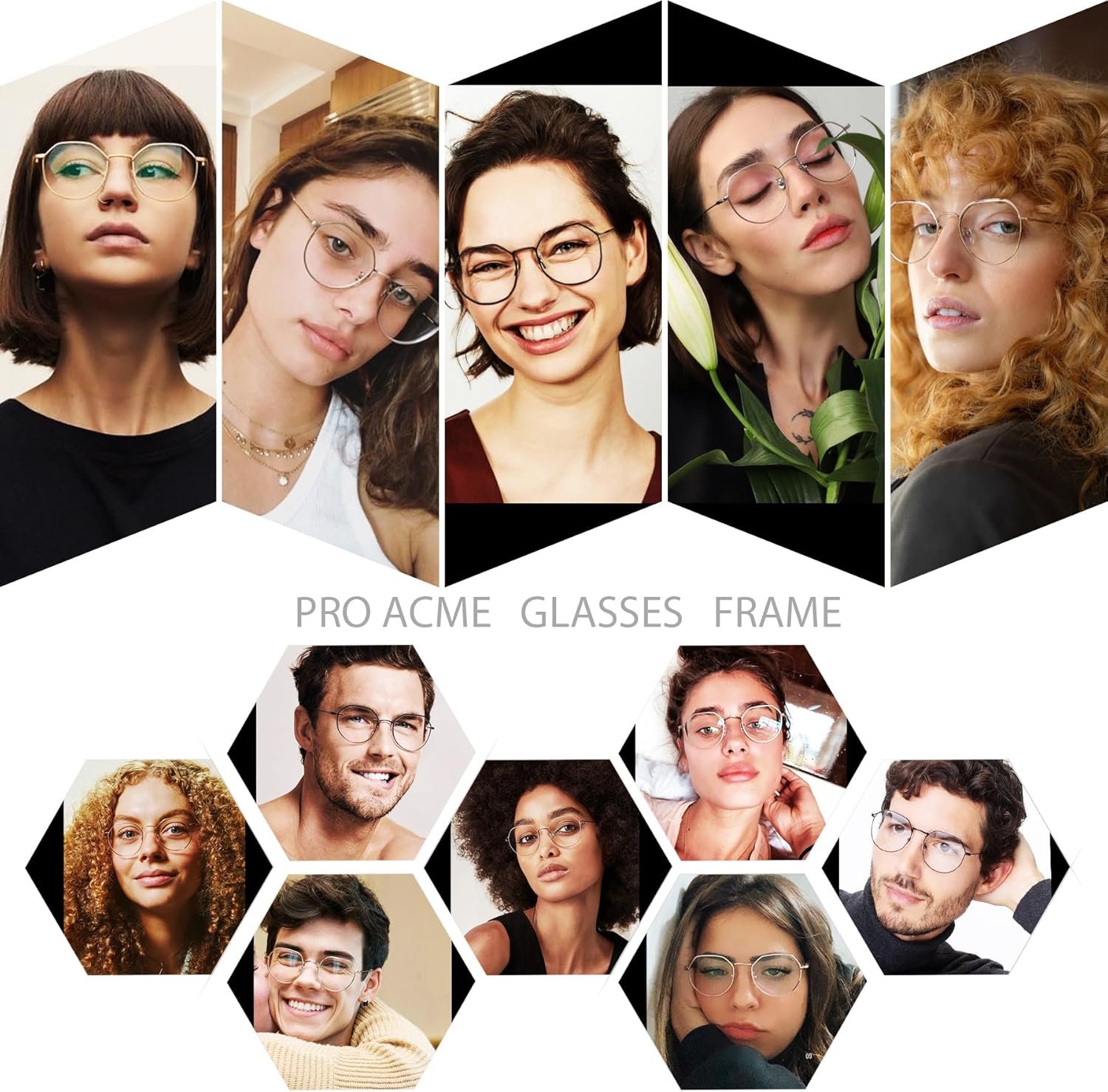 Pro Acme Gafas redondas de moda Metal Clear Lens Frame Vintage Unisex Gafas 53MM