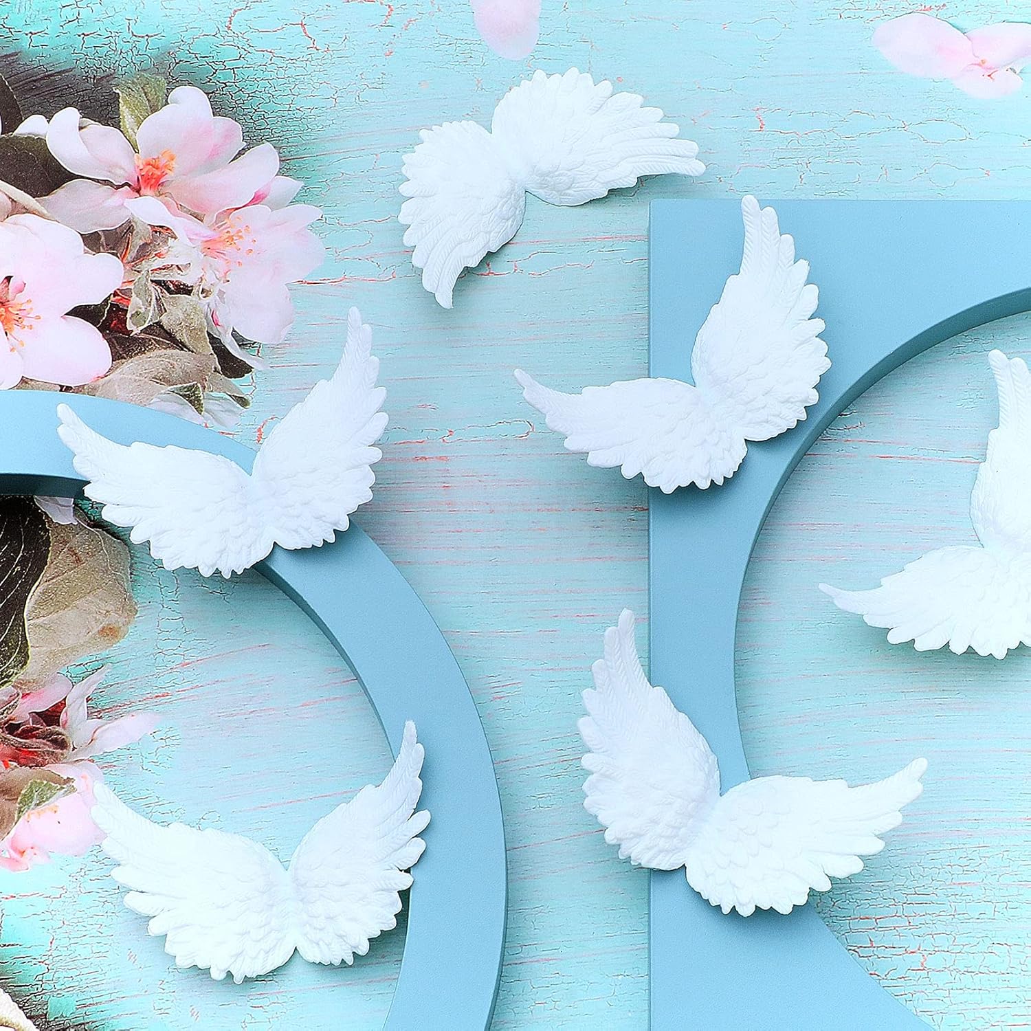 Alas de ángel de plástico 3D para manualidades, adornos de árbol de Navidad, plumas blancas, disfraz de mini alas para manualidades, accesorios de
