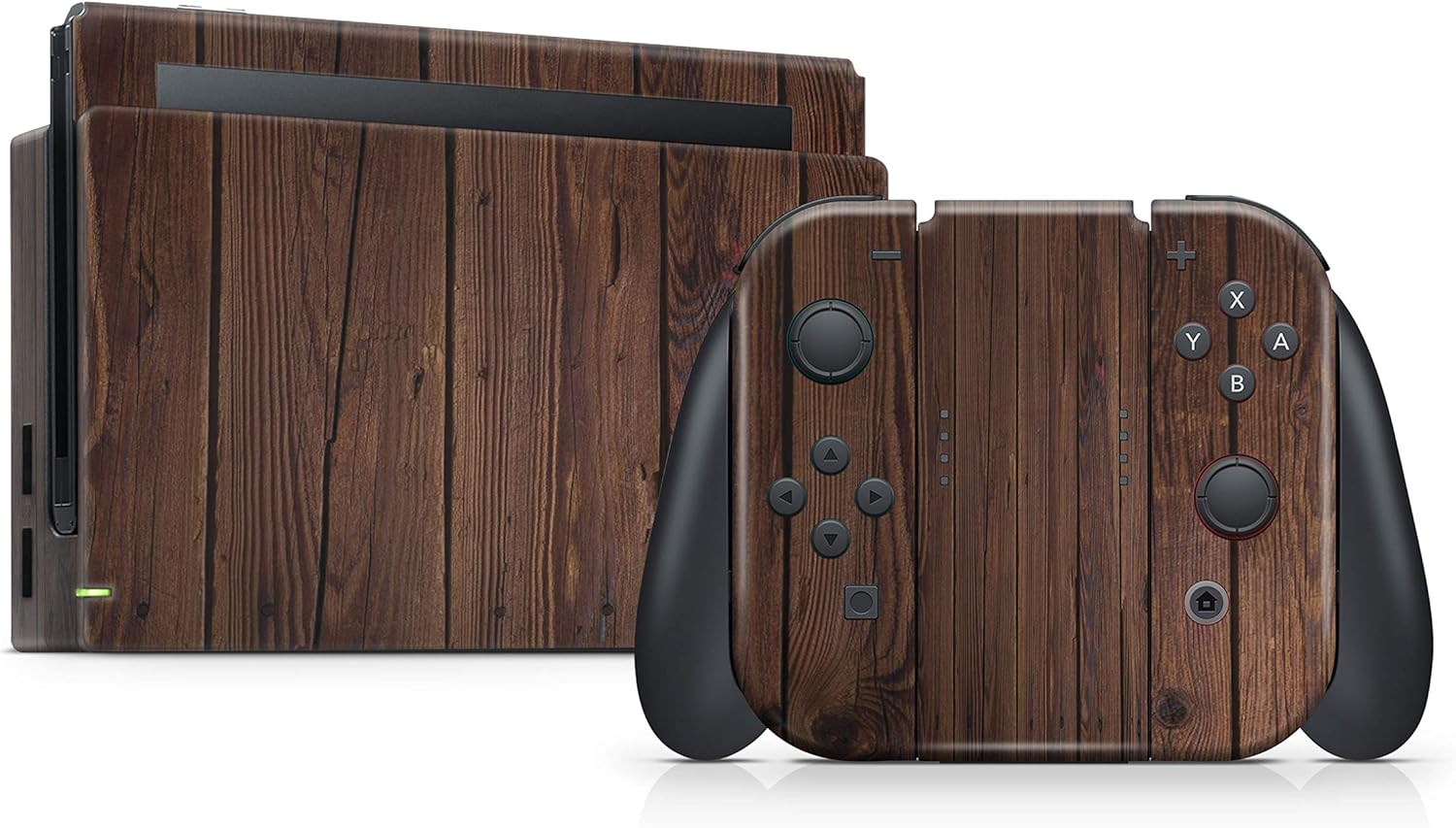 giZmoZ n gadgetZ Adhesivo de vinilo de piel de madera compatible con consola Nintendo Switch + 1 juego de fundas de controlador