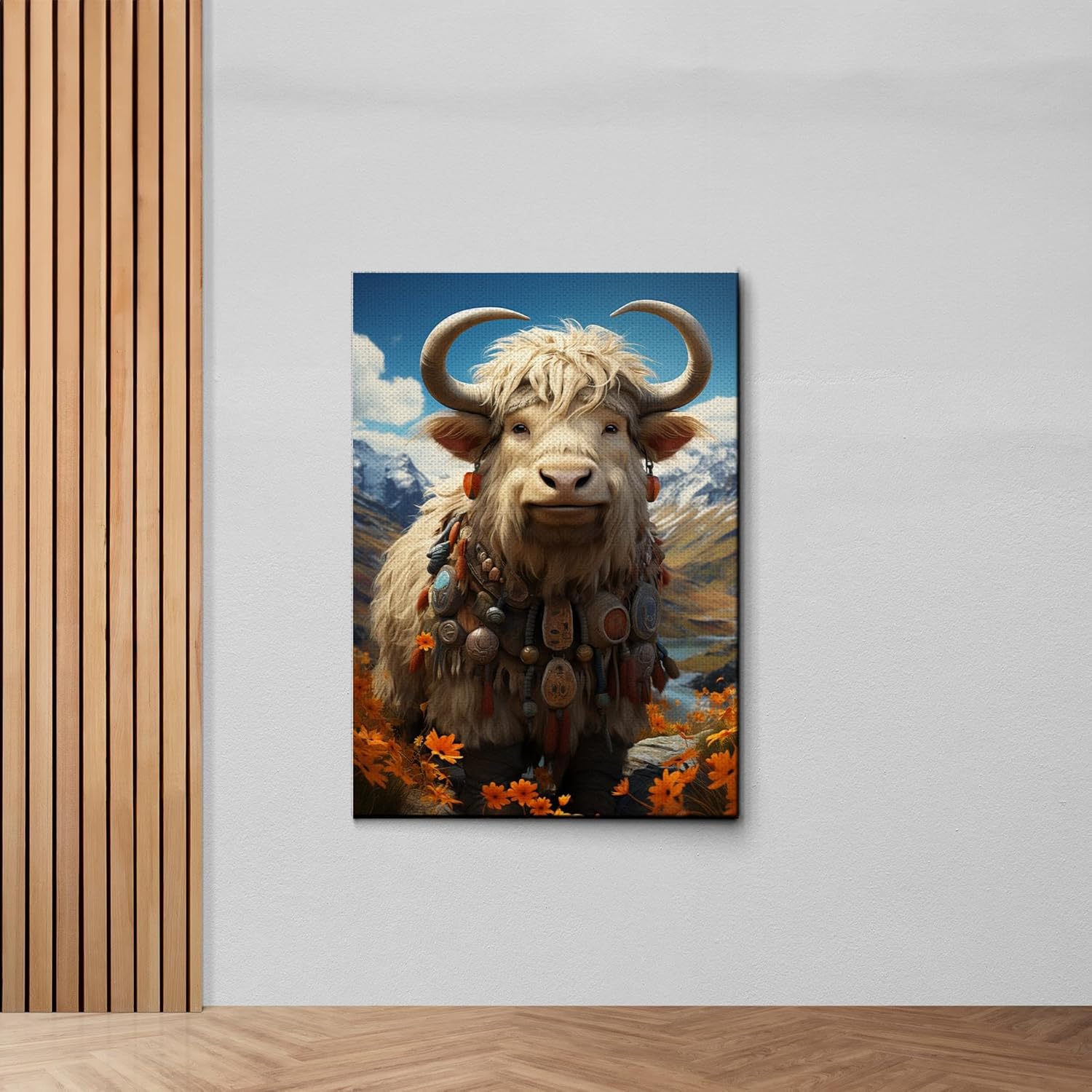 printable wall art, aesthetic room decor, fireplace mantel art, nursery wall decor, yak printing art, yak