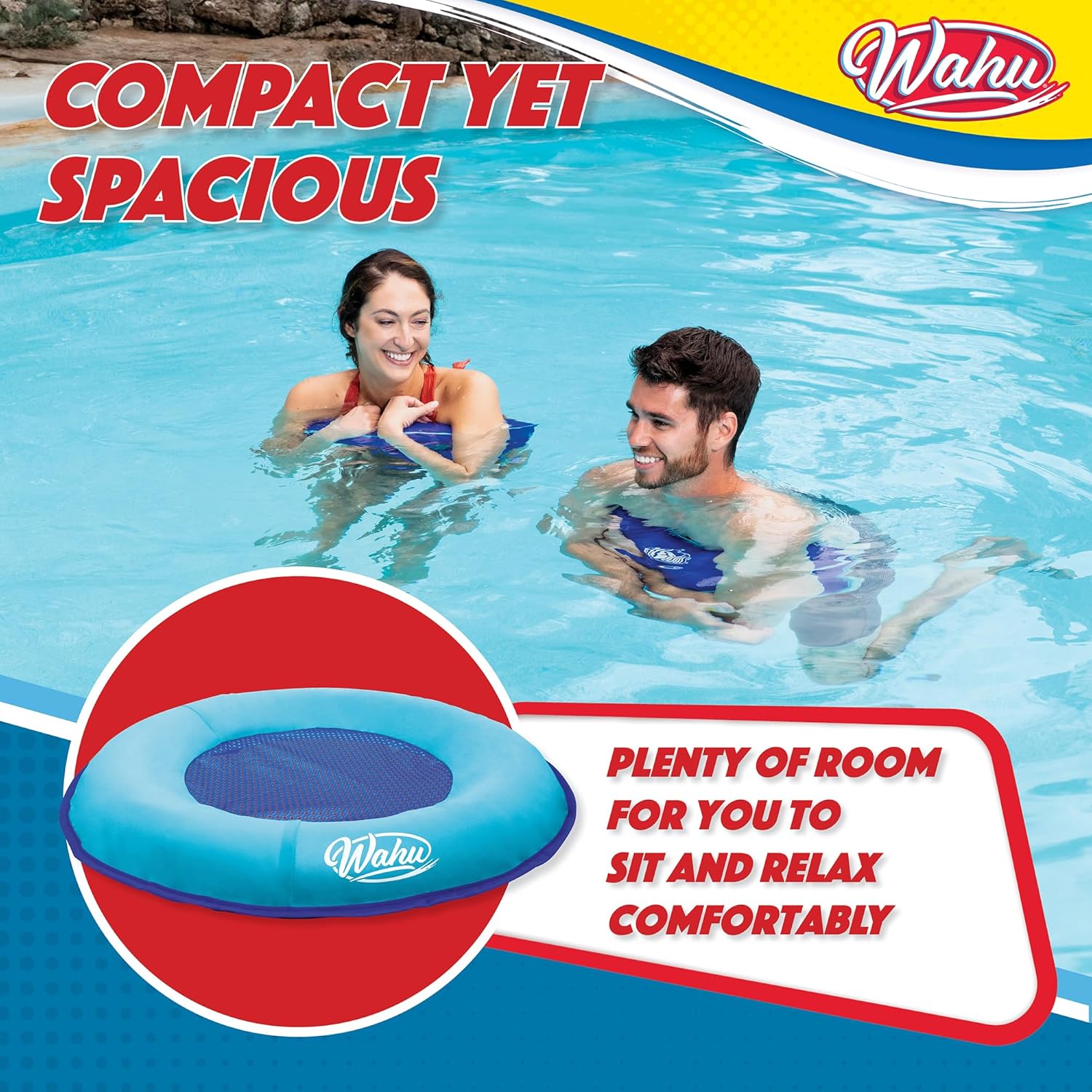 Wahu Hydro Pod – Flotador versátil de piscina con bolsa de transporte, flotador de piscina portátil redondo de 21 pulgadas para adultos y niños a