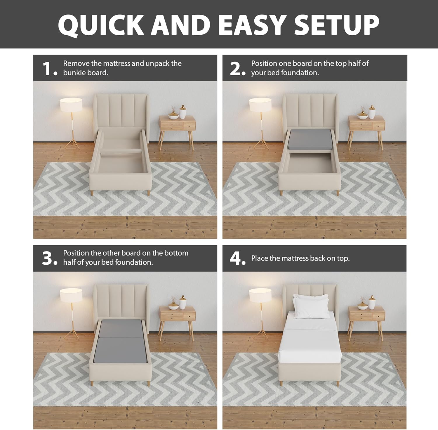 Greaton, Tabla dividida de 1.5 pulgadas para colchónsoporte de cama, totalmente montada, comodidad y apoyo mejorados, individual XL, gris