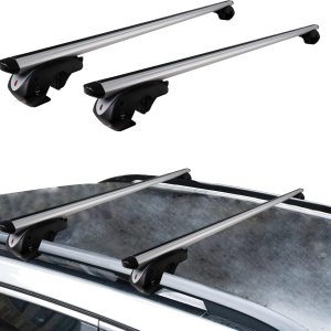 Barra transversal para portaequipajes, portaequipajes universal de 54 pulgadas con cerraduras, barra transversal de aluminio ajustable para riel Barra transversal para portaequipajes, portaequipajes universal de 54 pulgadas con cerraduras, barra transversal de aluminio ajustable para riel