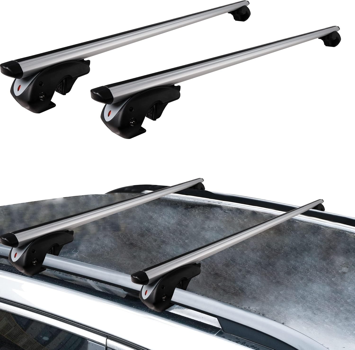 Barra transversal para portaequipajes, portaequipajes universal de 54 pulgadas con cerraduras, barra transversal de aluminio ajustable para riel