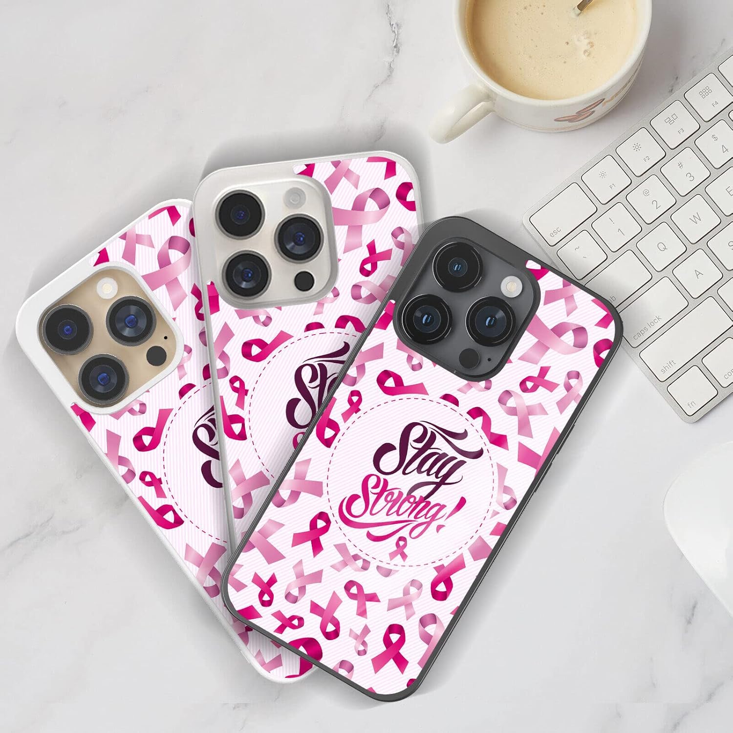Fundas de teléfono con cinta rosa para sobrevivientes de concientización sobre el cáncer de mama, accesorios de regalo para mujeres, funda fresca