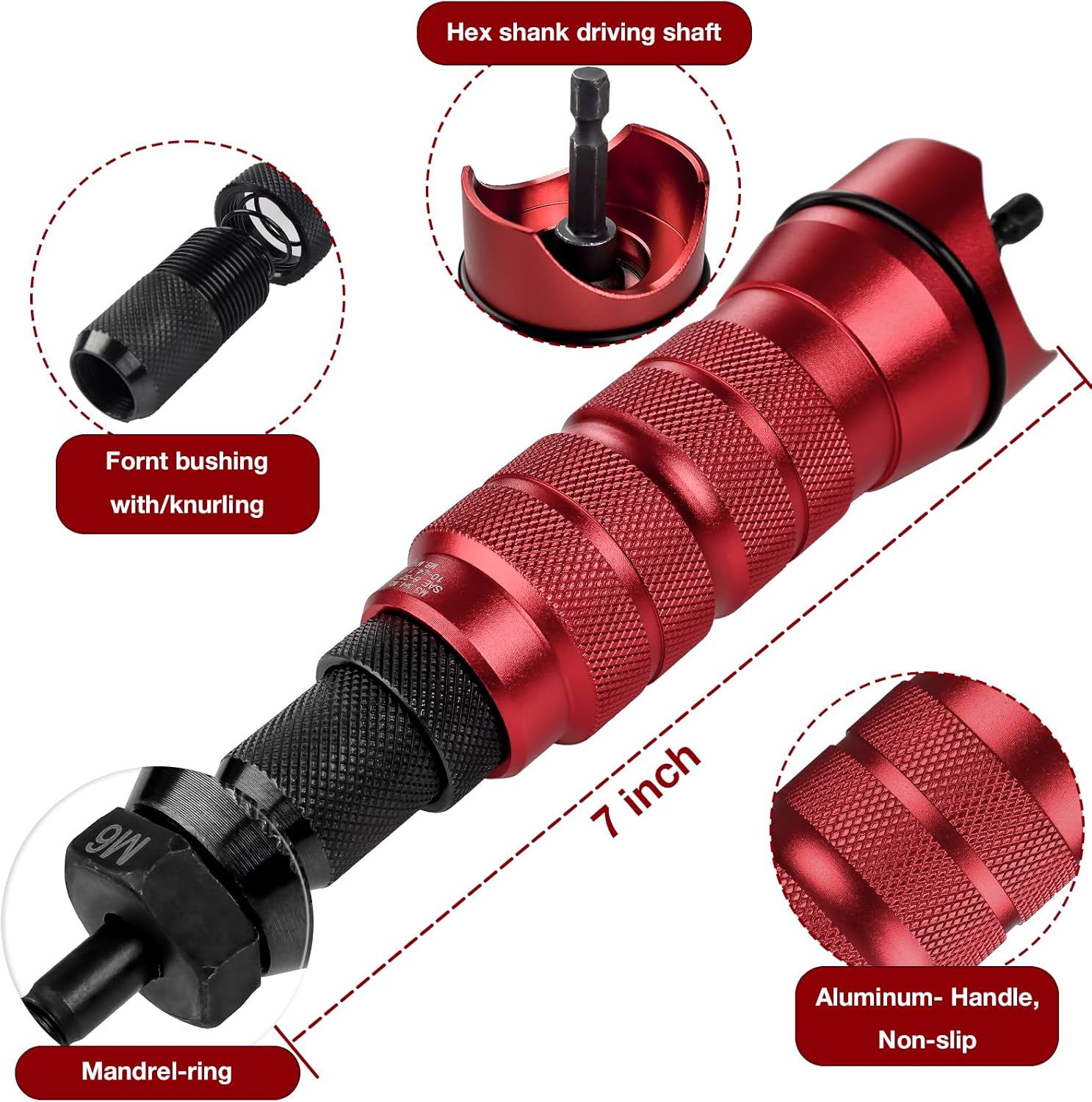 Adaptador de pistola remachadora eléctrica de taladro inalámbrico, kit de adaptador de taladro de tuerca de remache que incluye M3 M4 M5 M6 M8 M10