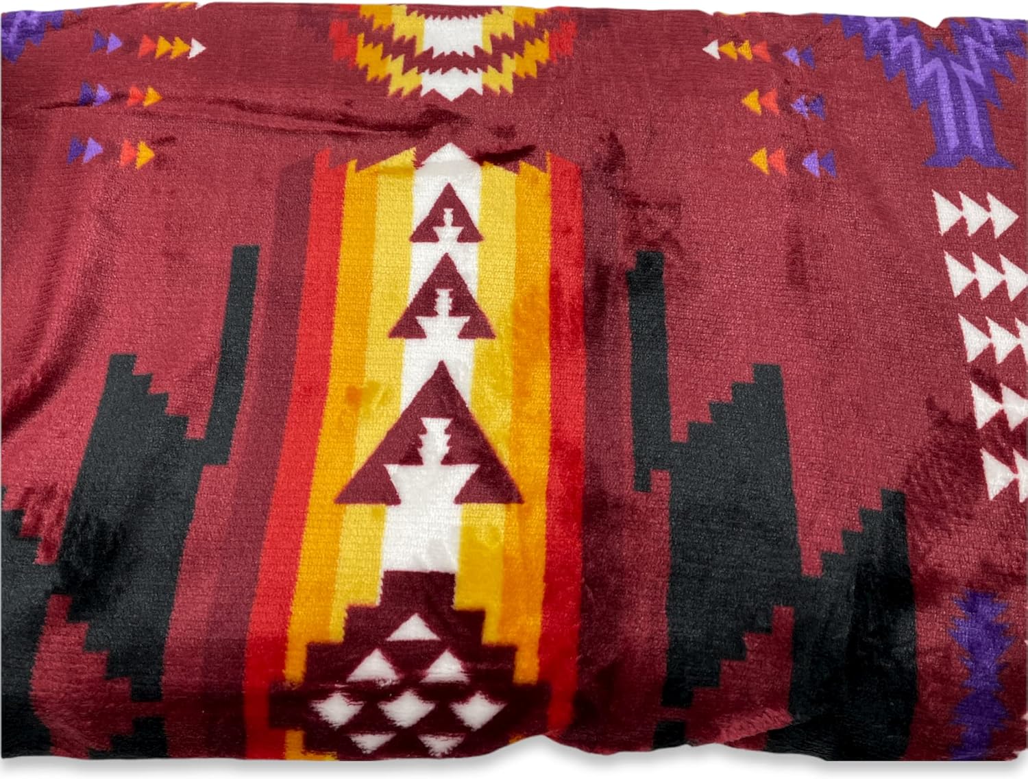 Southwest Design 16112 Manta con forro de sherpa (estampado navajo), color burdeos