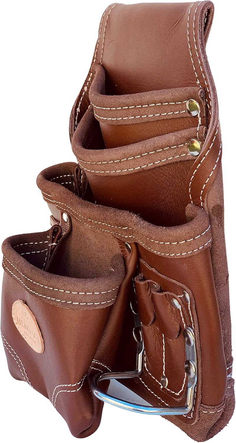 Western Heritage – Bolsa de herramientas de cuero de grano de vaca de alta calidad resistente  Grado profesional  Carpintero, construcción,
