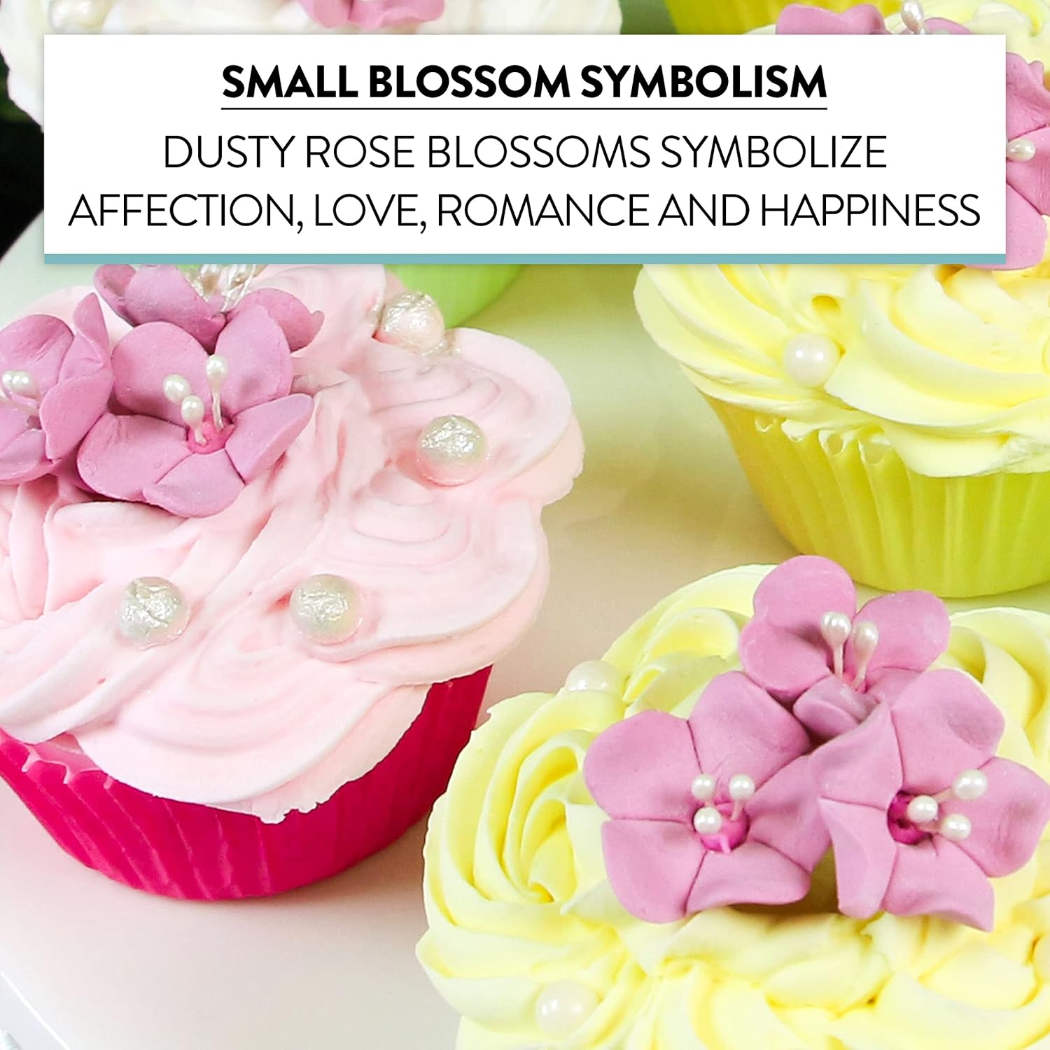 Global Sugar Art Blossom Sugar – Flores para pastel de boda con estambres de perlas, rosa polvoriento, sin alambres, 24 unidades por el chef Alan