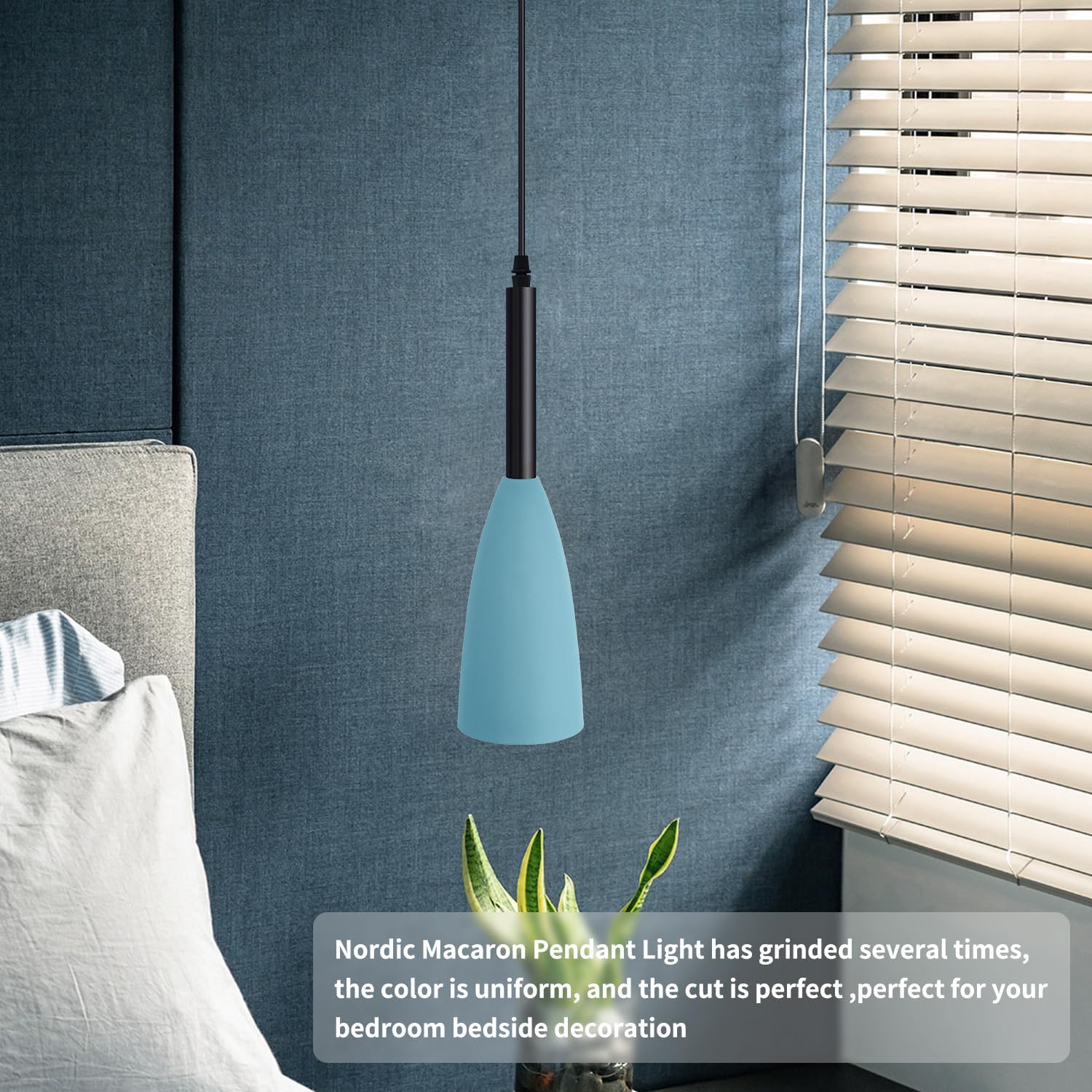 Lámpara colgante para isla de cocina, 1 luz colgante de cristal colorido azul nórdico ajustable, luz de techo colgante para mesa de comedor,