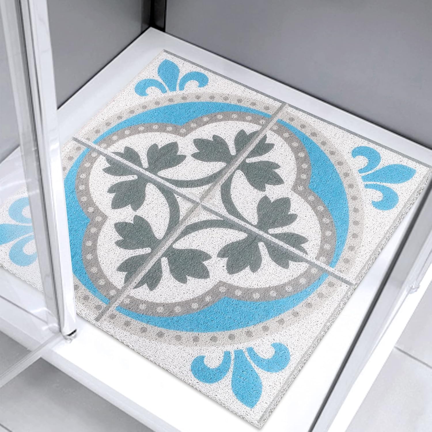 Tapete de ducha cuadrado de 32 x 32 pulgadas, antideslizante para ducha interior, tapete de ducha para personas mayores, tapete de masaje de pies
