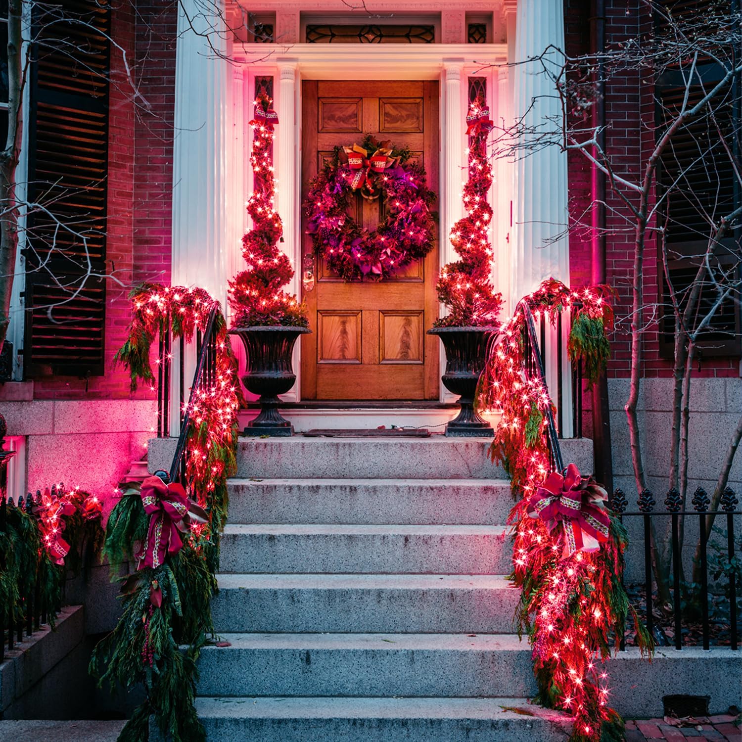 JMEXSUSS Guirnalda de luces LED de 168 pies, 600 luces LED para el día de San Valentín, luces rojas de Navidad con alambre transparente, 8 modos de