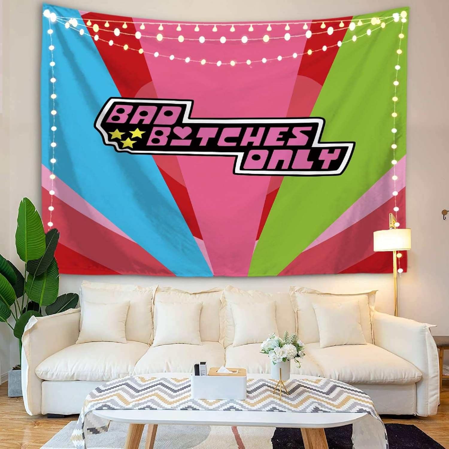 HuxtleEssentials Tapiz de pared retro femenino, tapiz estético de decoración hippie, arte de pared vintage de los años 70 y 60, para colgar en la