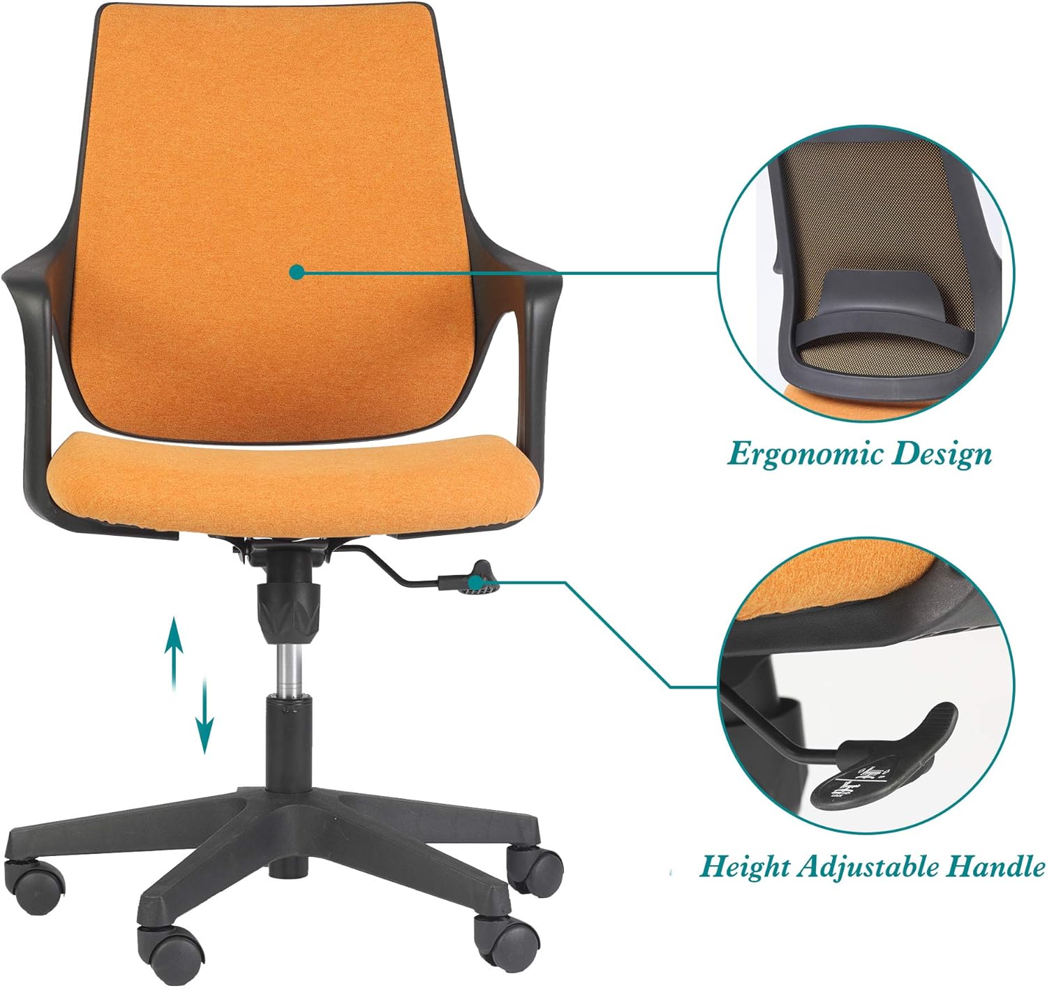 KARMAS PRODUCT Silla de escritorio de oficina con respaldo medio ajustable en altura con respaldo abrazable, silla ergonómica giratoria con asiento