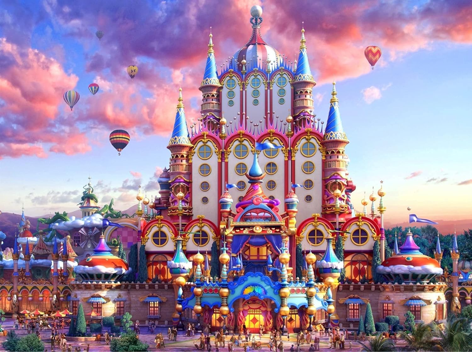 Fantasy Castle – Rompecabezas de castillo de 500 piezas para adultos y niños, ilustración del palacio de la princesa de cuento de hadas caprichoso,