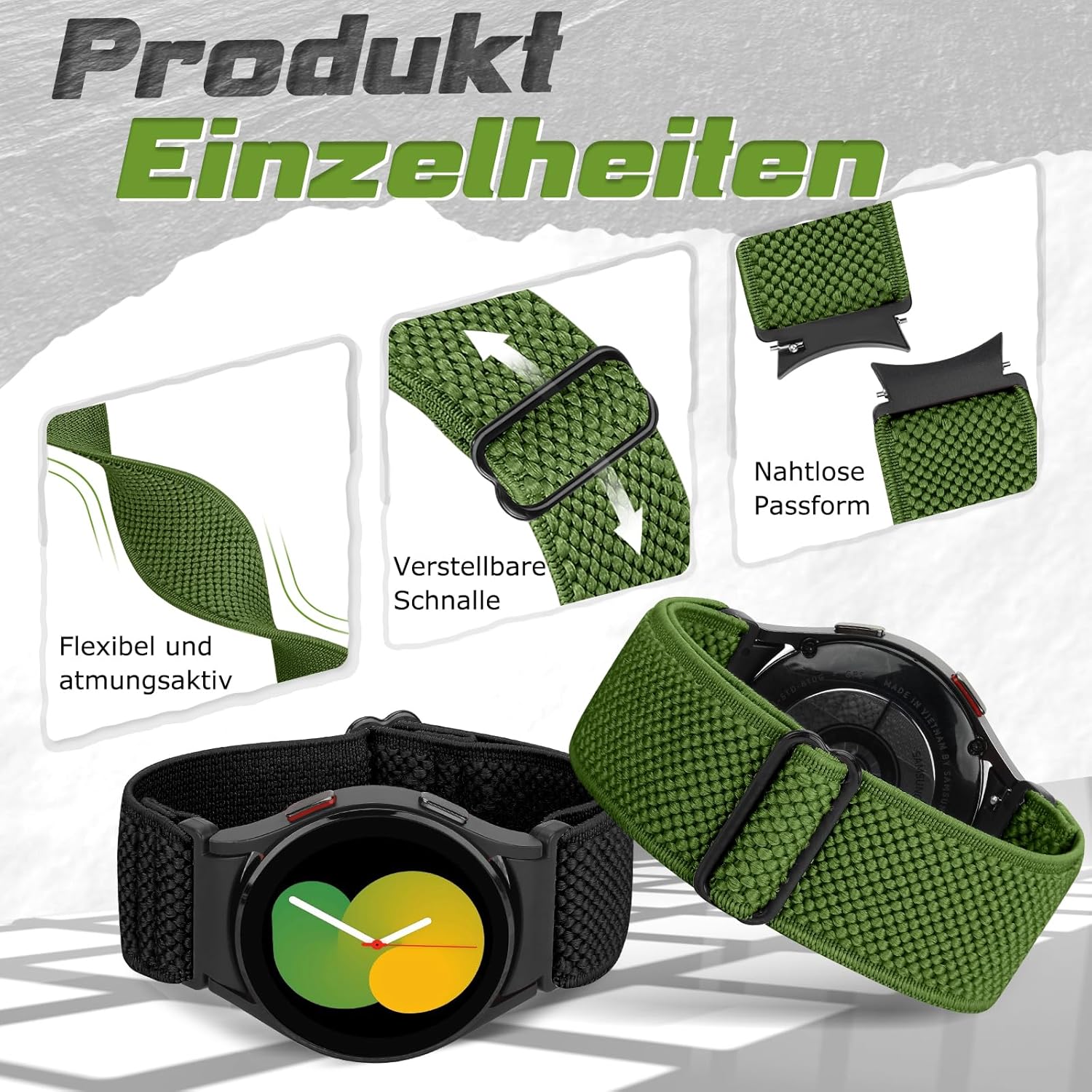 Correas elásticas de reloj compatibles con Samsung Galaxy Watch 654 de 1.575 pulgadas, 1.732 pulgadas, Galaxy Watch 6 Classic de 1.732 pulgadas,