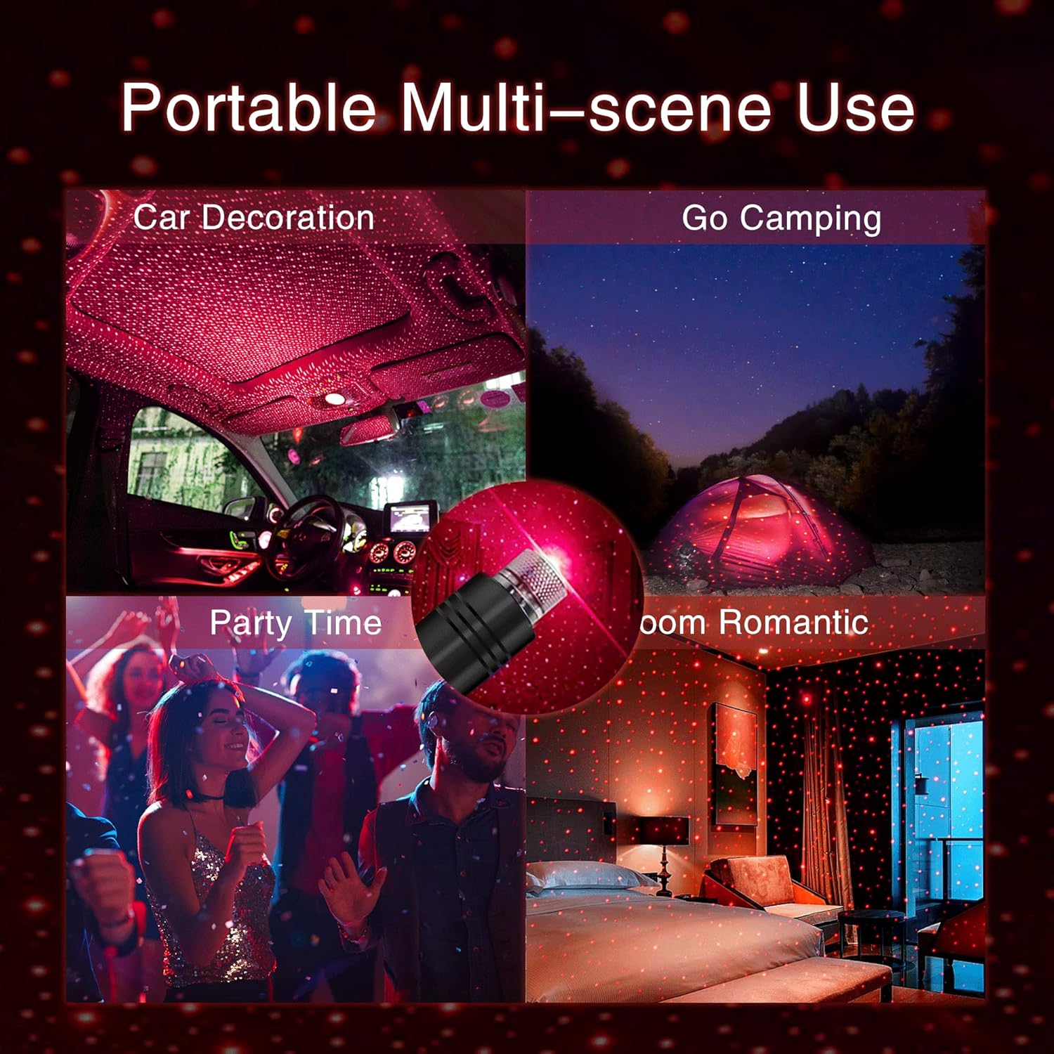 Proyector de luz nocturna de estrellas, accesorios de automóvil para mujeres y hombres, luces LED románticas para automóvil, luces interiores